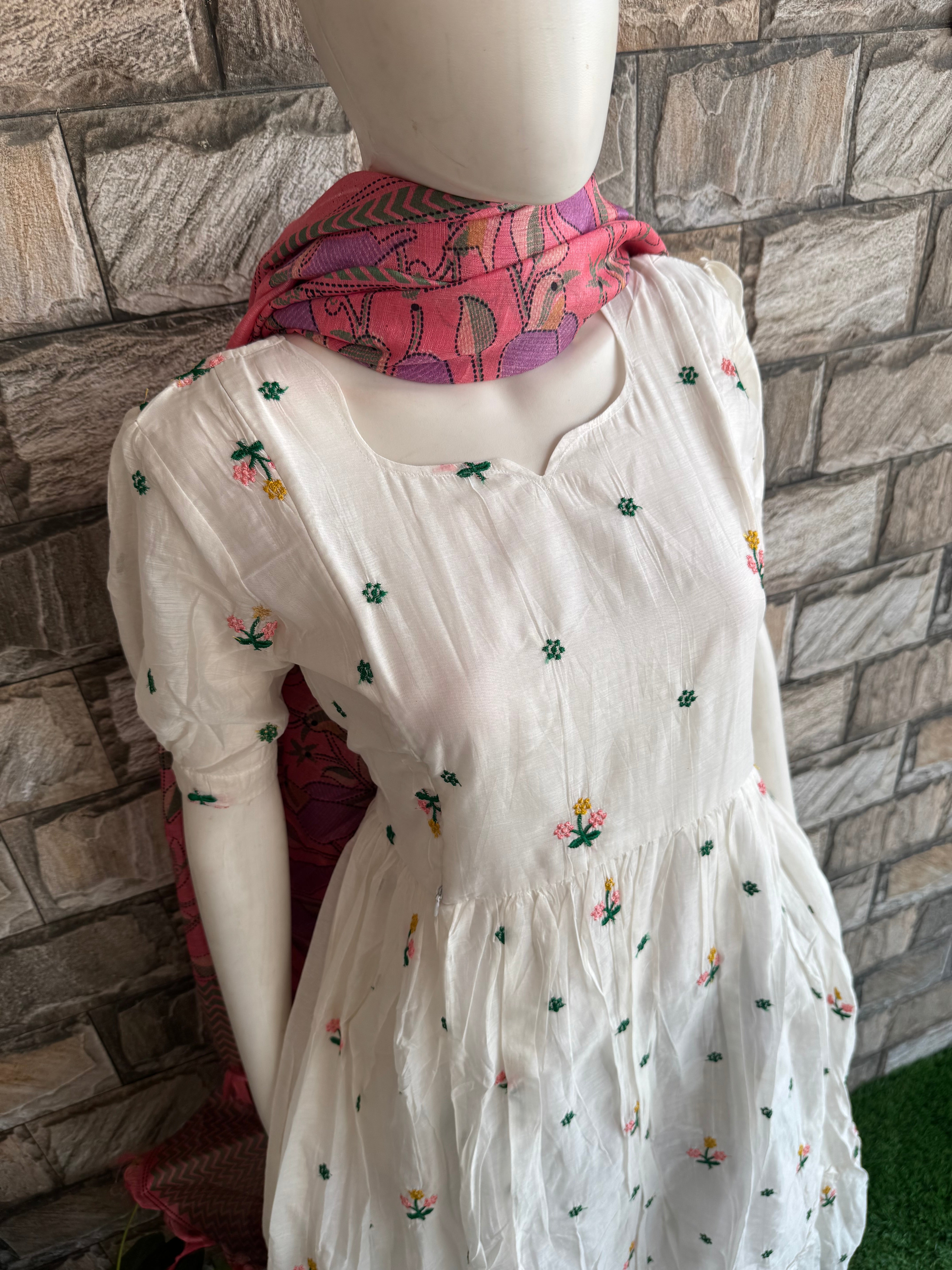 Dove Mul Chanderi Maternity maxi