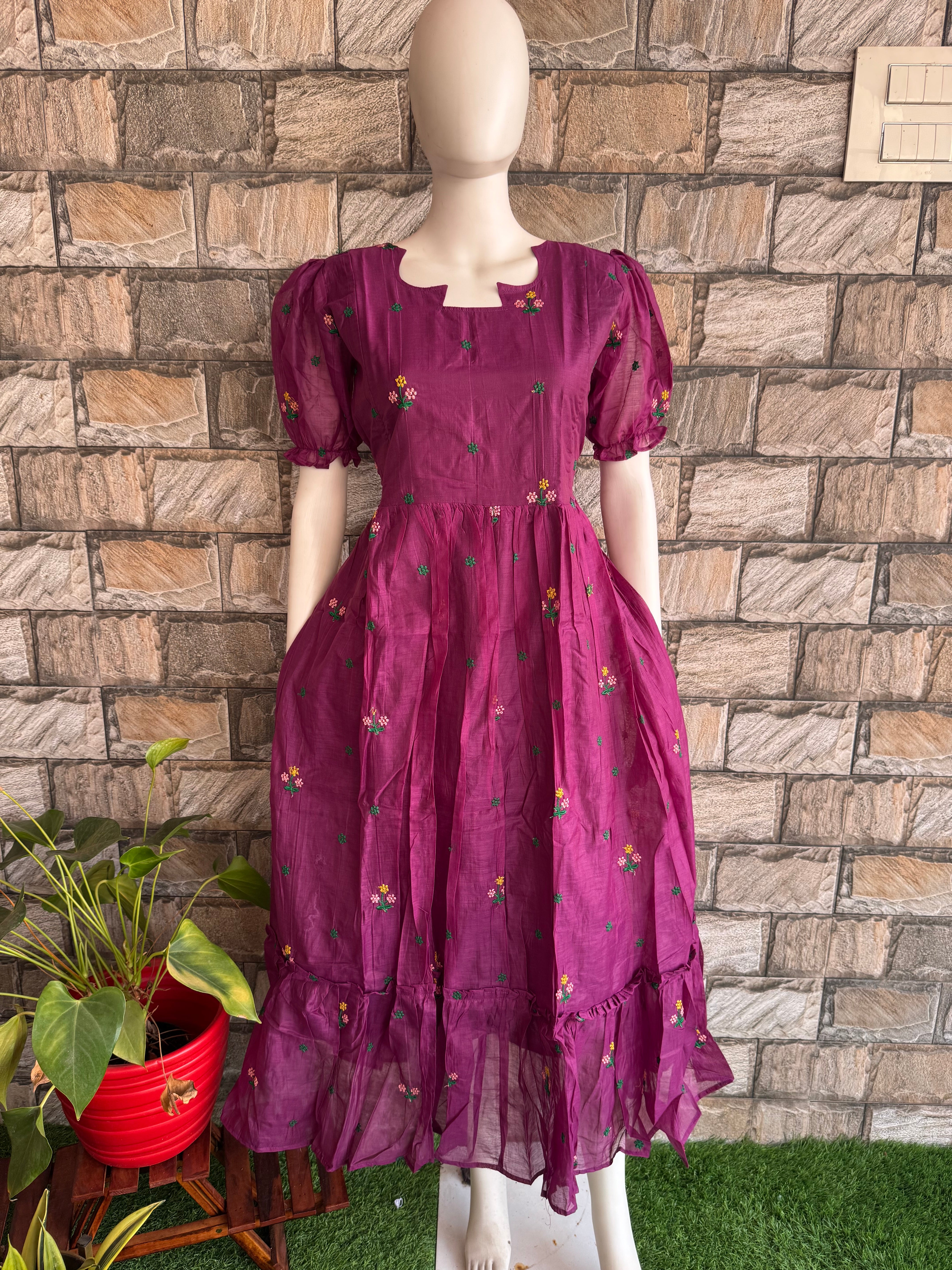 Jamun Mul Chanderi Maternity maxi