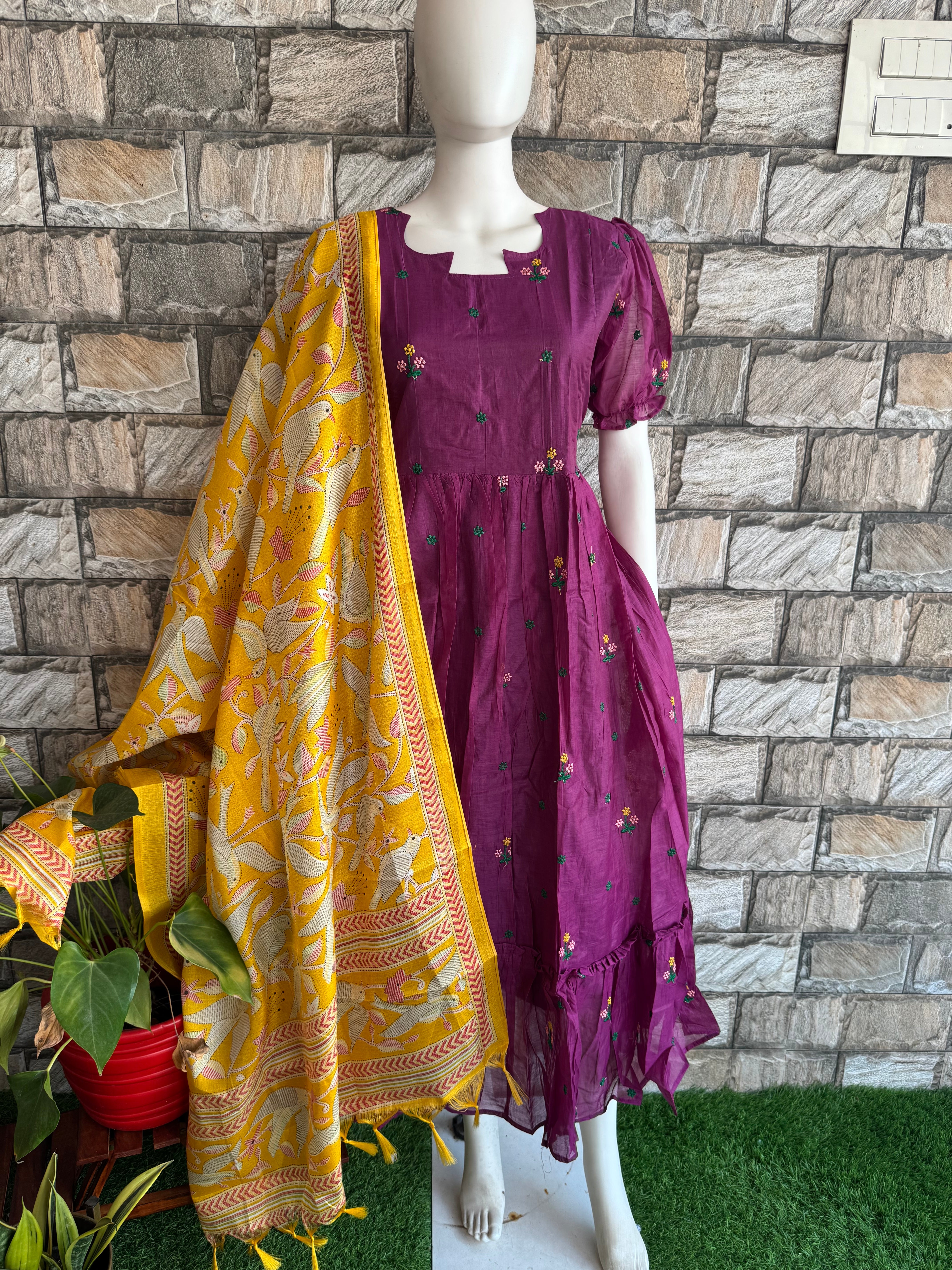 Yellow poly khadhi dupatta