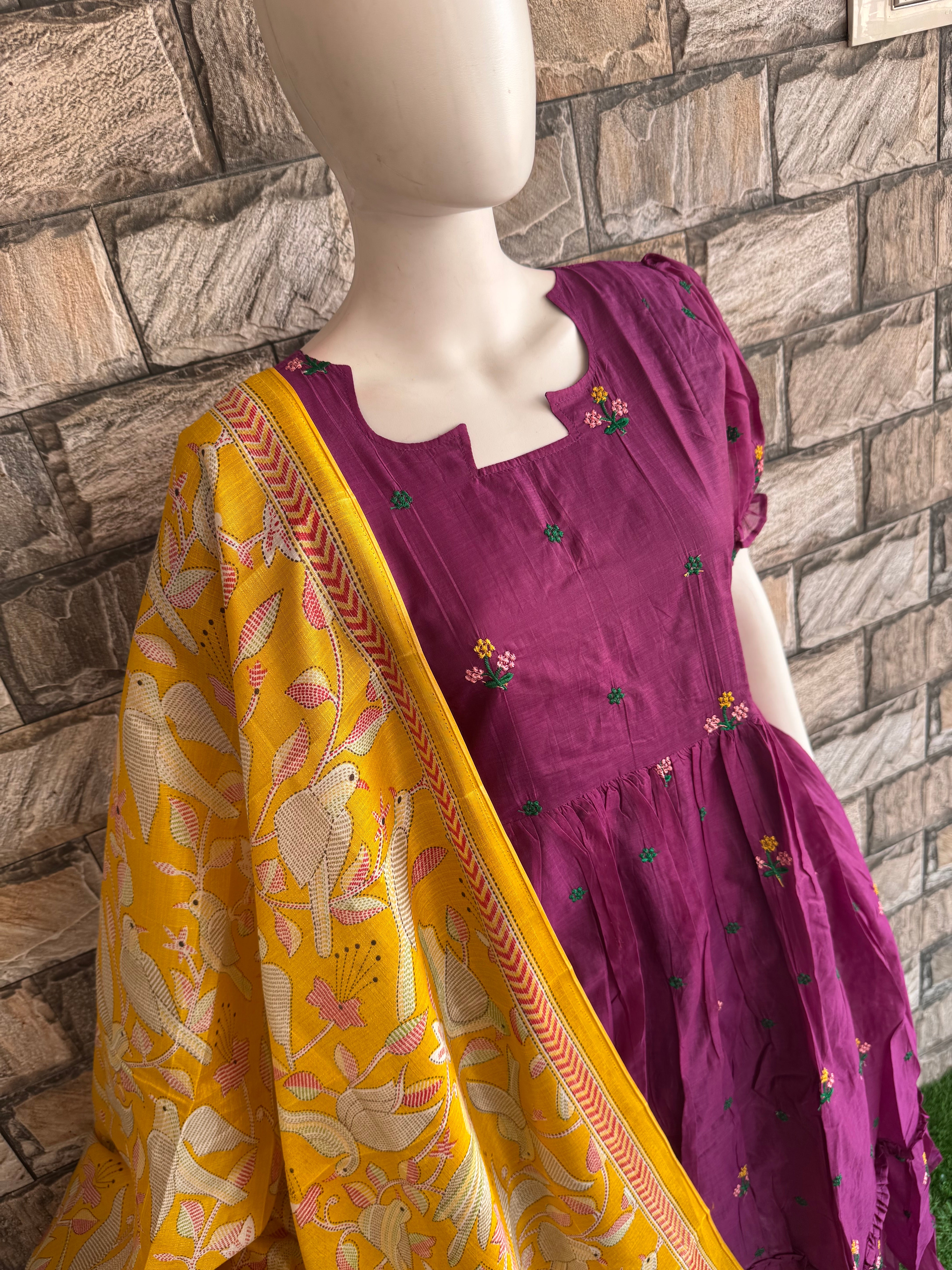 Yellow poly khadhi dupatta