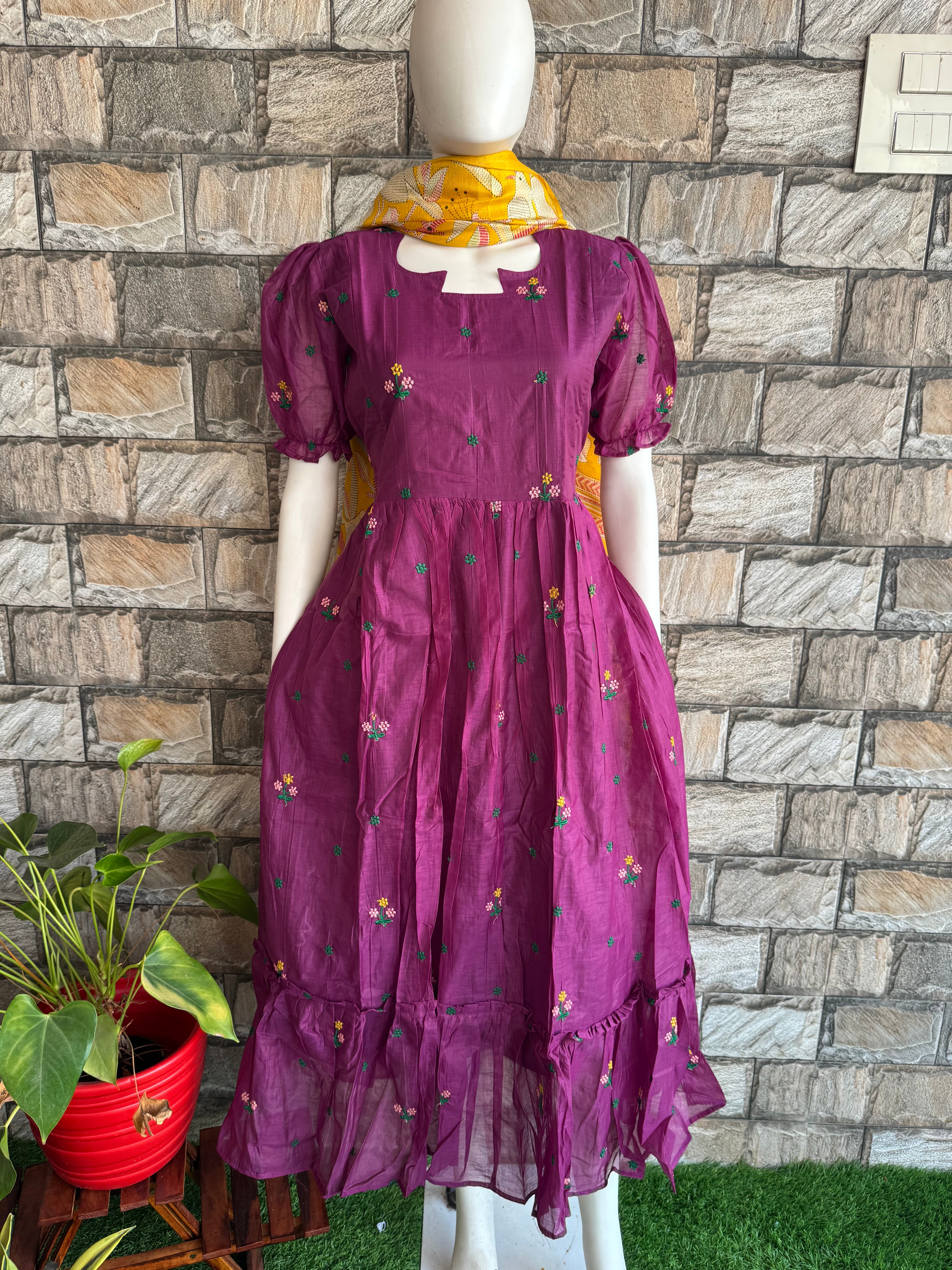 Jamun Mul Chanderi Maternity maxi