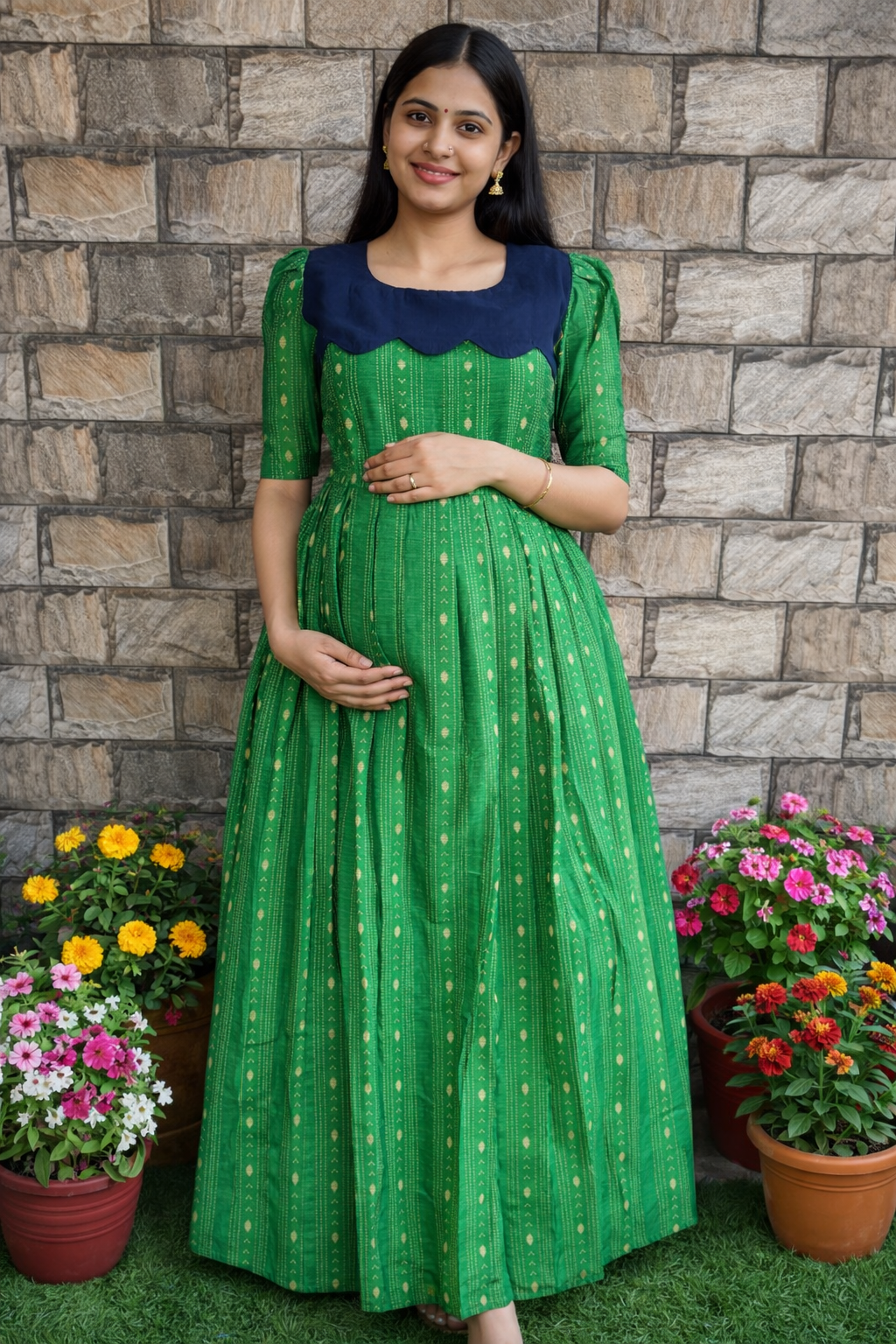 Tugil Raw silk Maternity Maxi