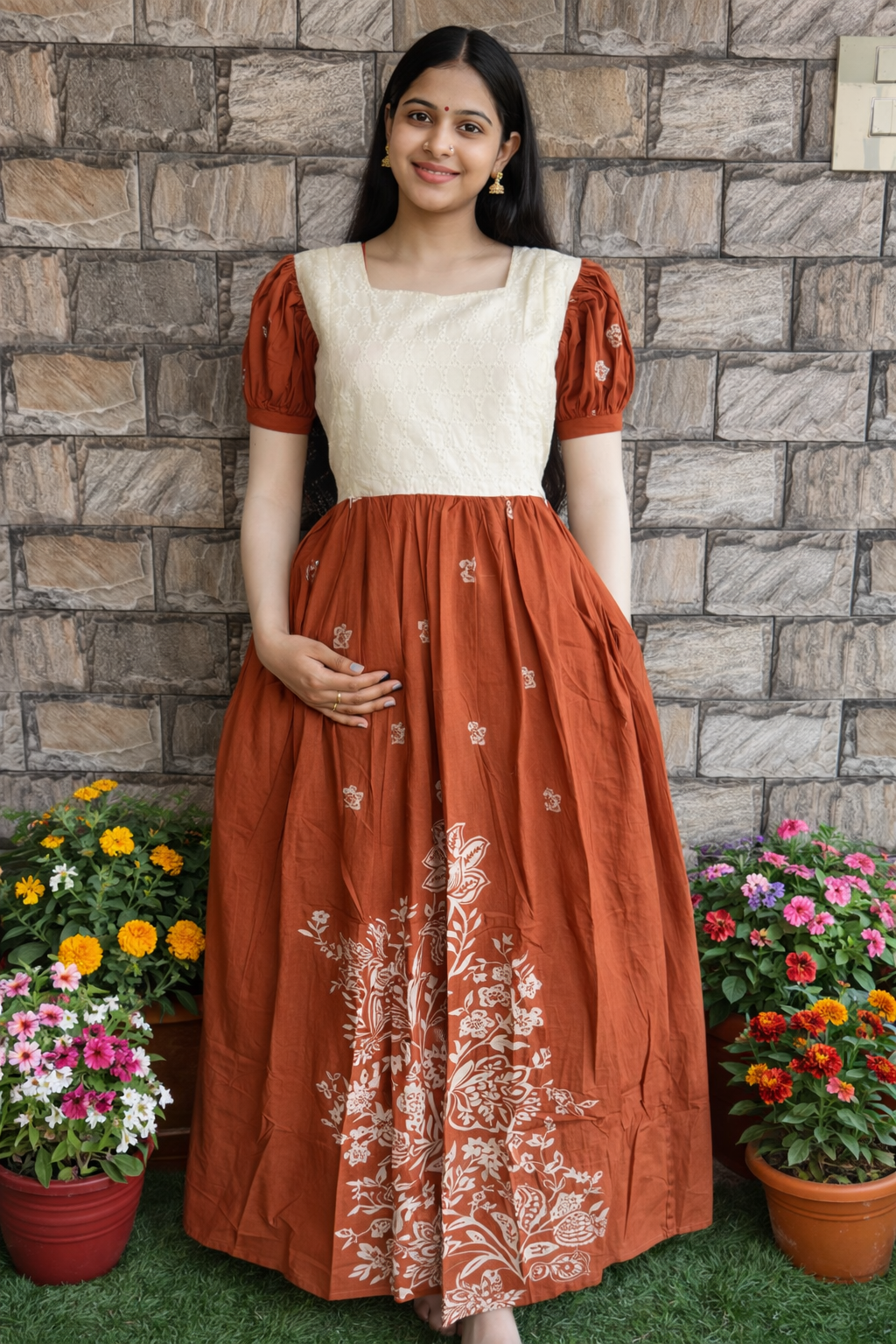 Rusty Bloom Maternity Maxi