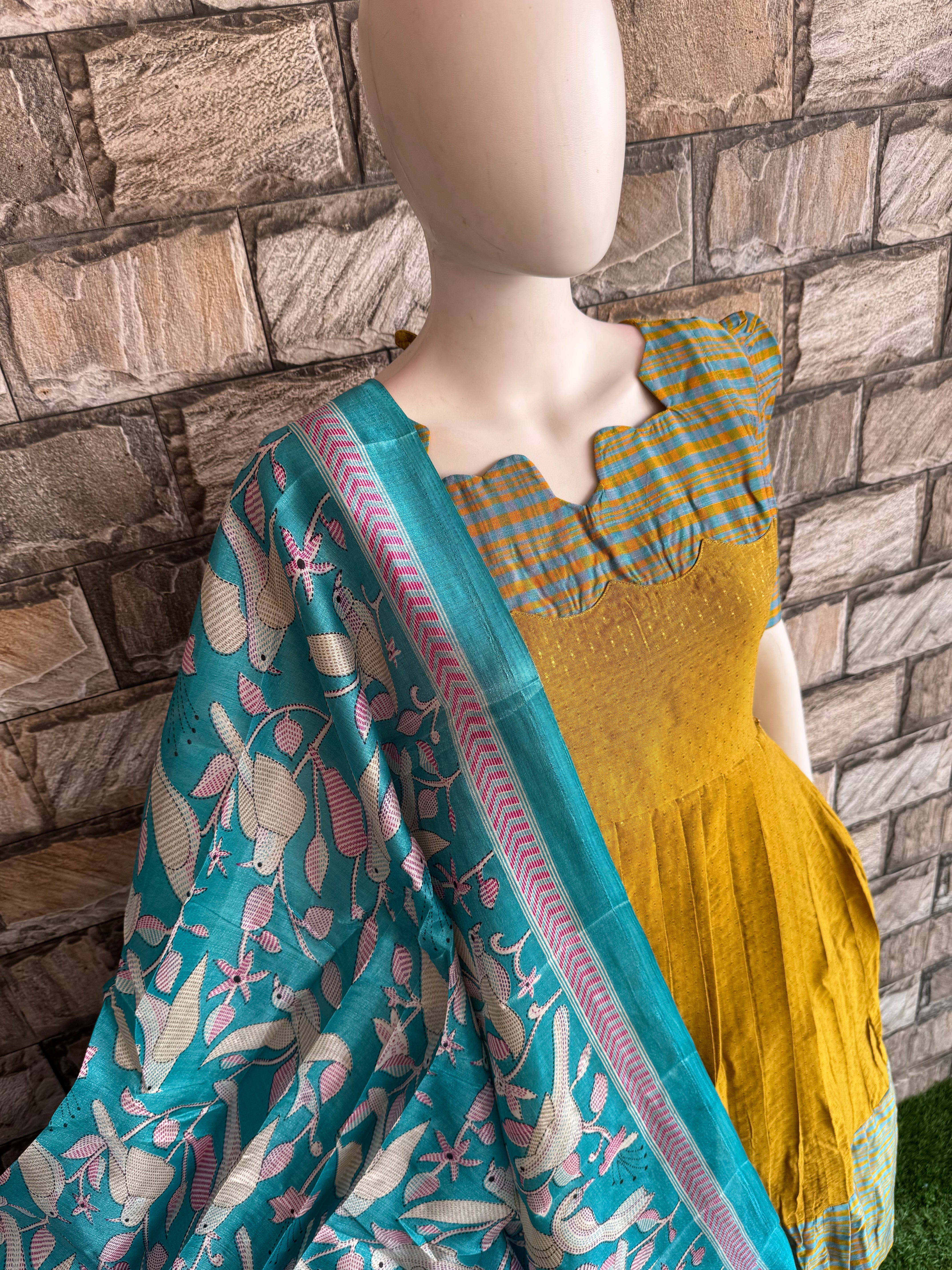 Sky blue poly khadhi dupatta