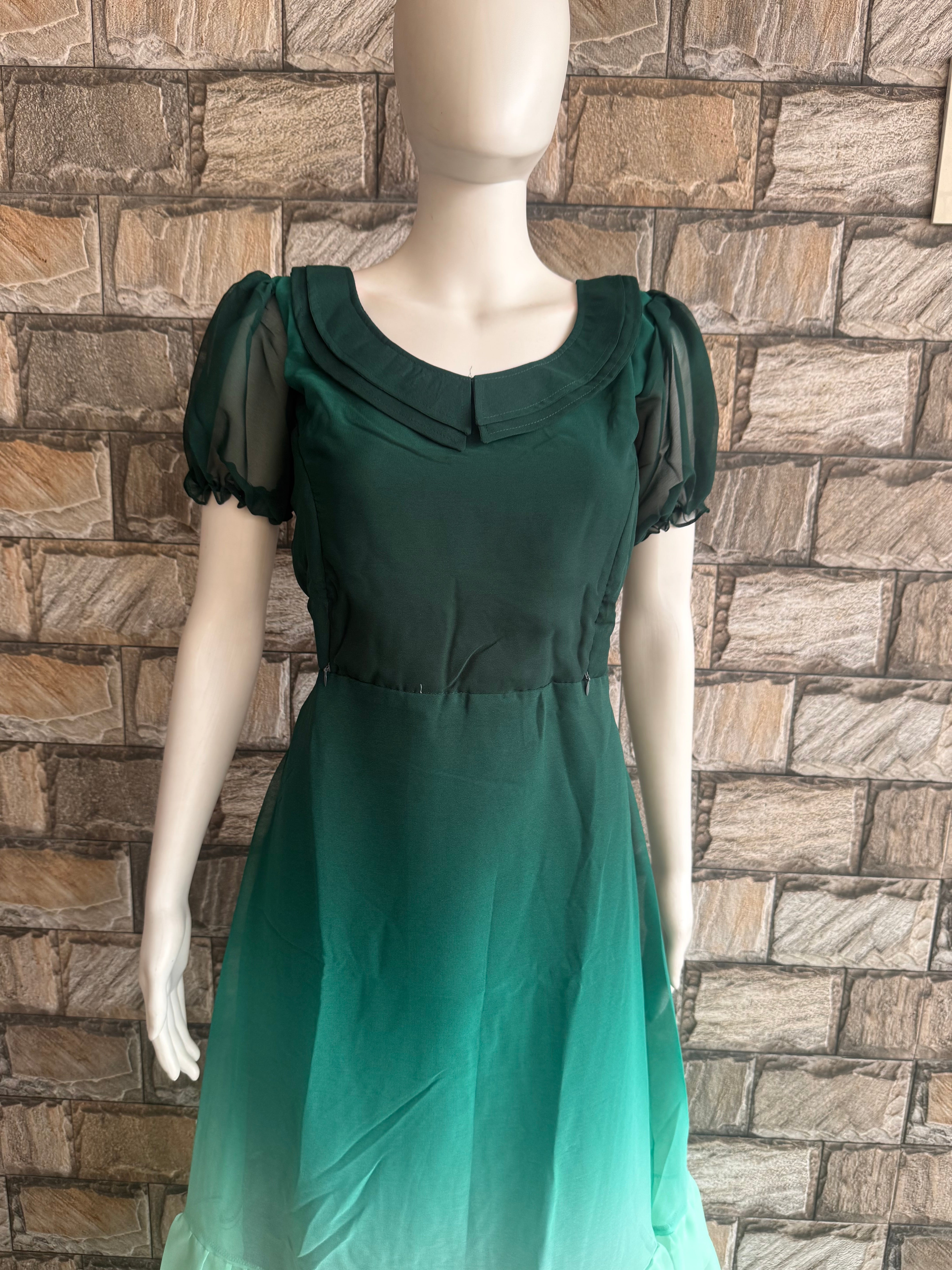 Green dual shade Georgette