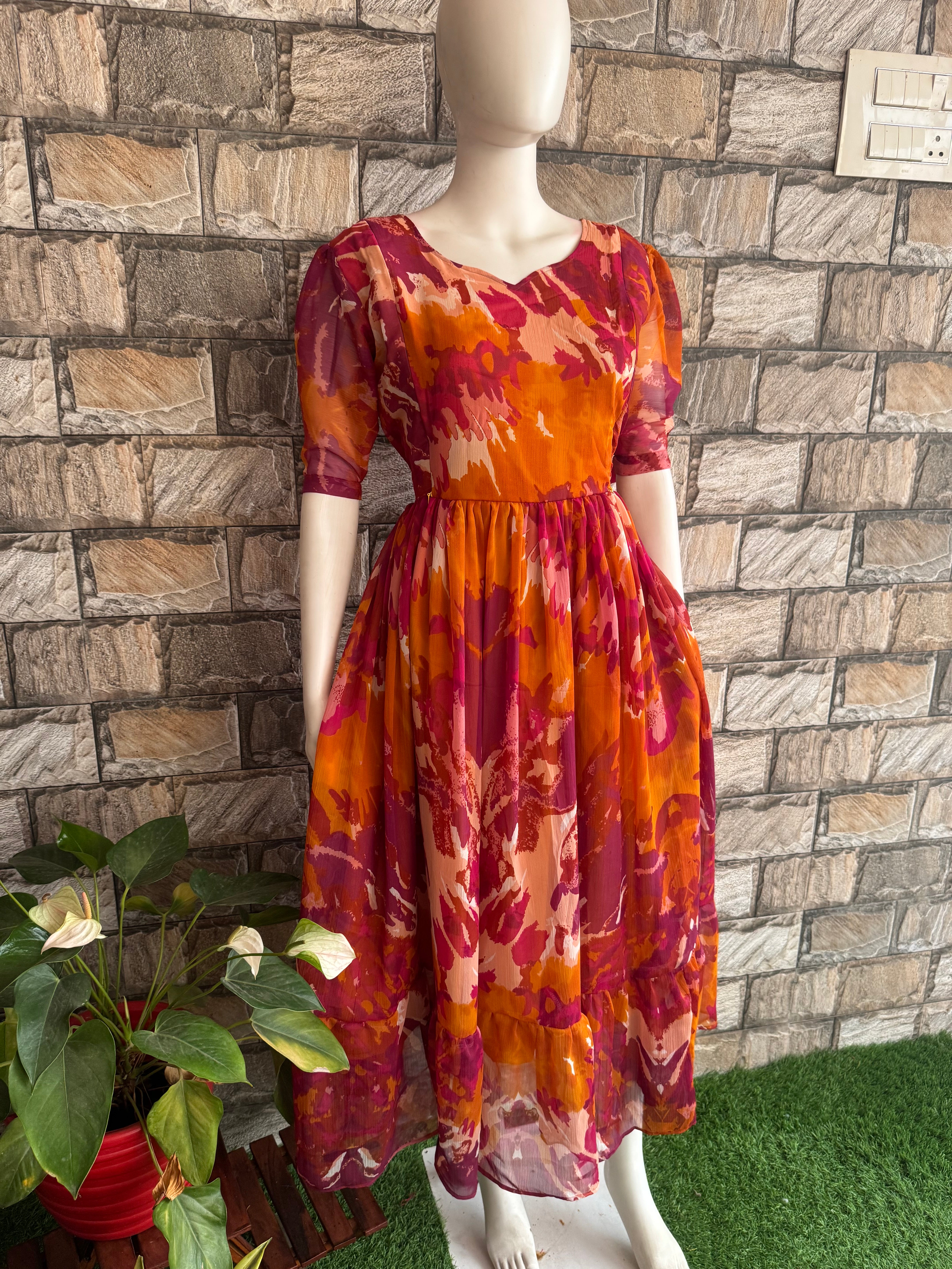 Funky Crush Chiffon Maternity Maxi