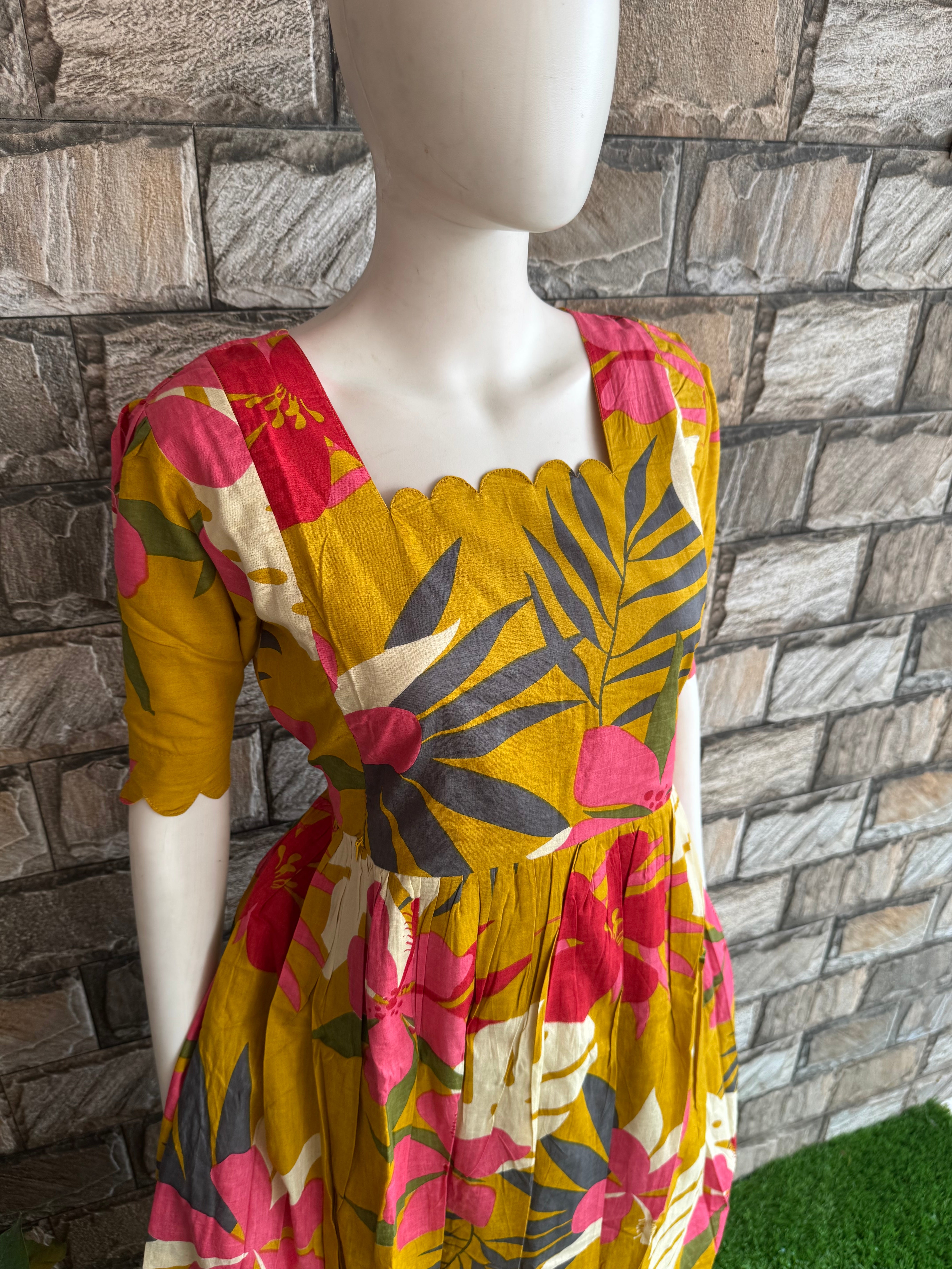 Flora Mustard Yellow maternity maxi