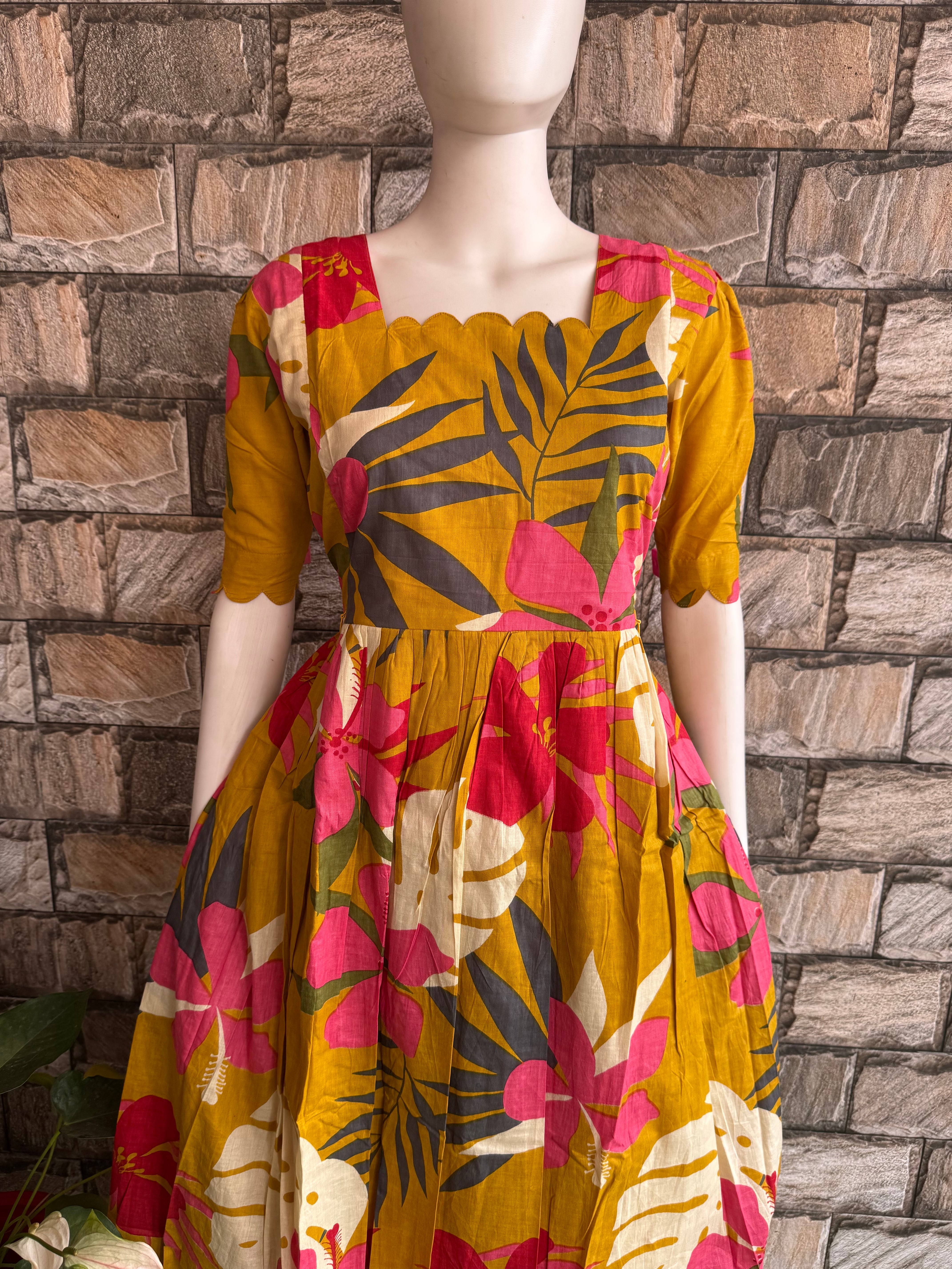 Flora Mustard Yellow maternity maxi