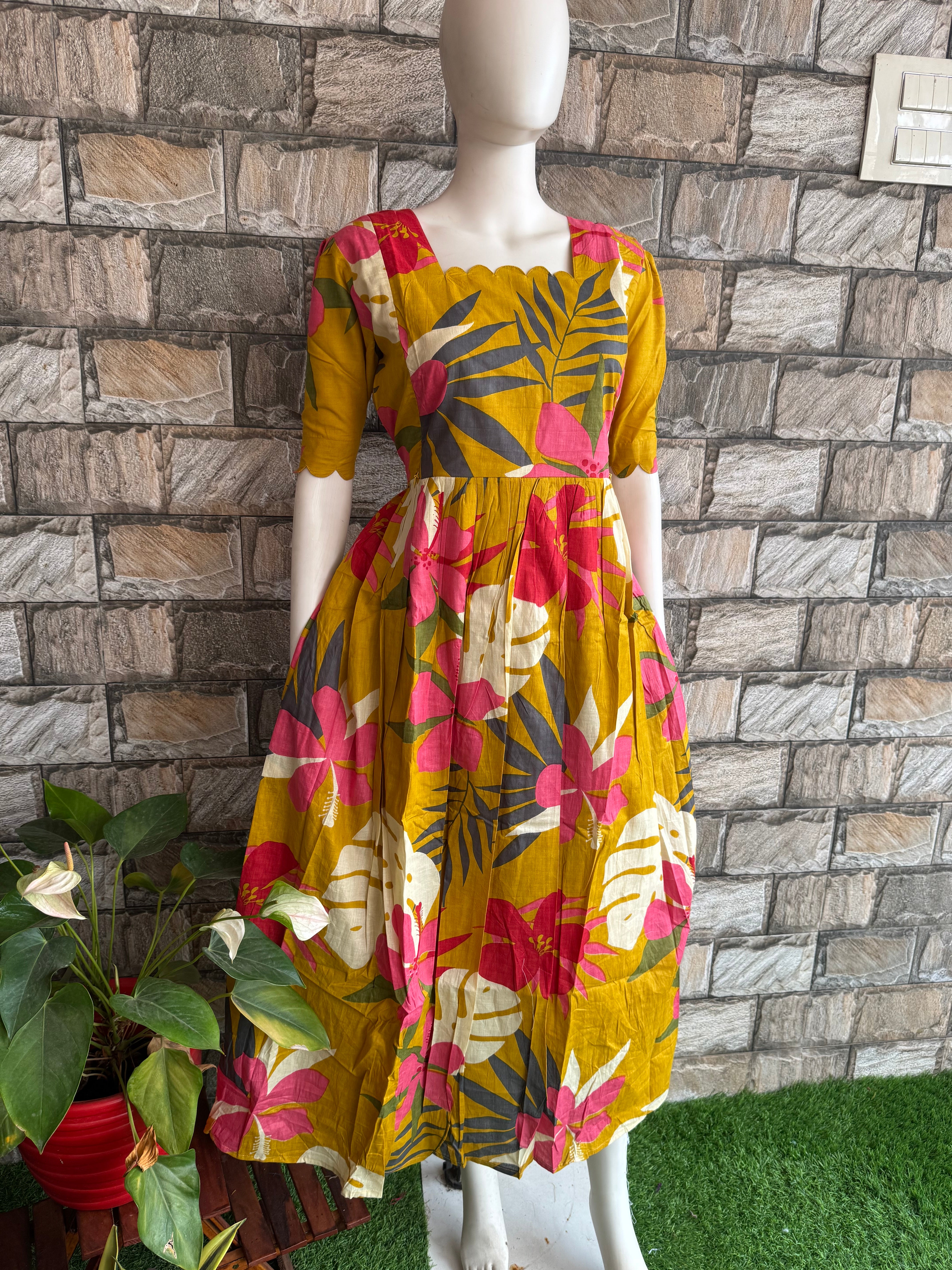 Flora Mustard Yellow maternity maxi