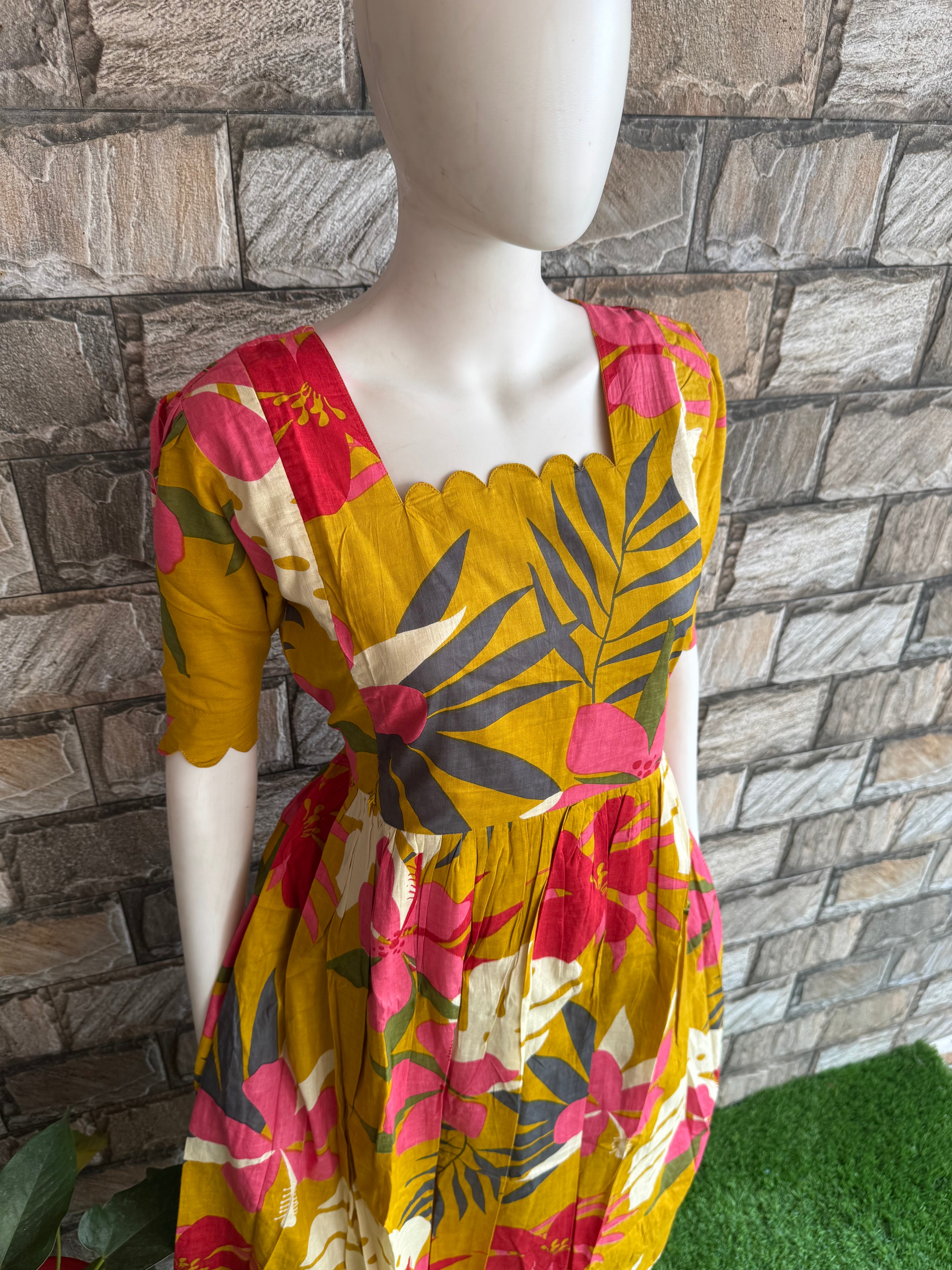 Flora Mustard Yellow maternity maxi