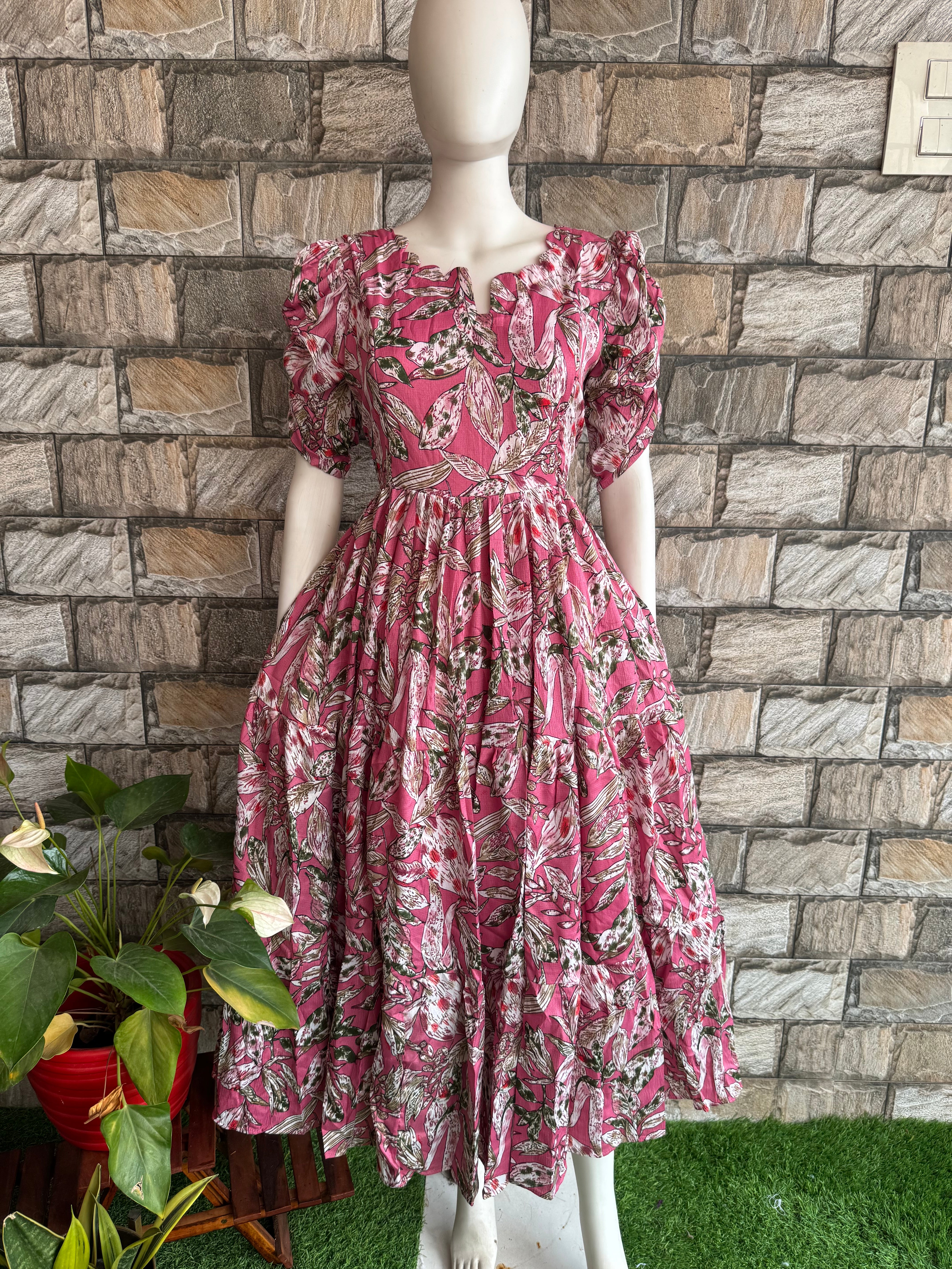 Peach Delta crepe Maternity Maxi