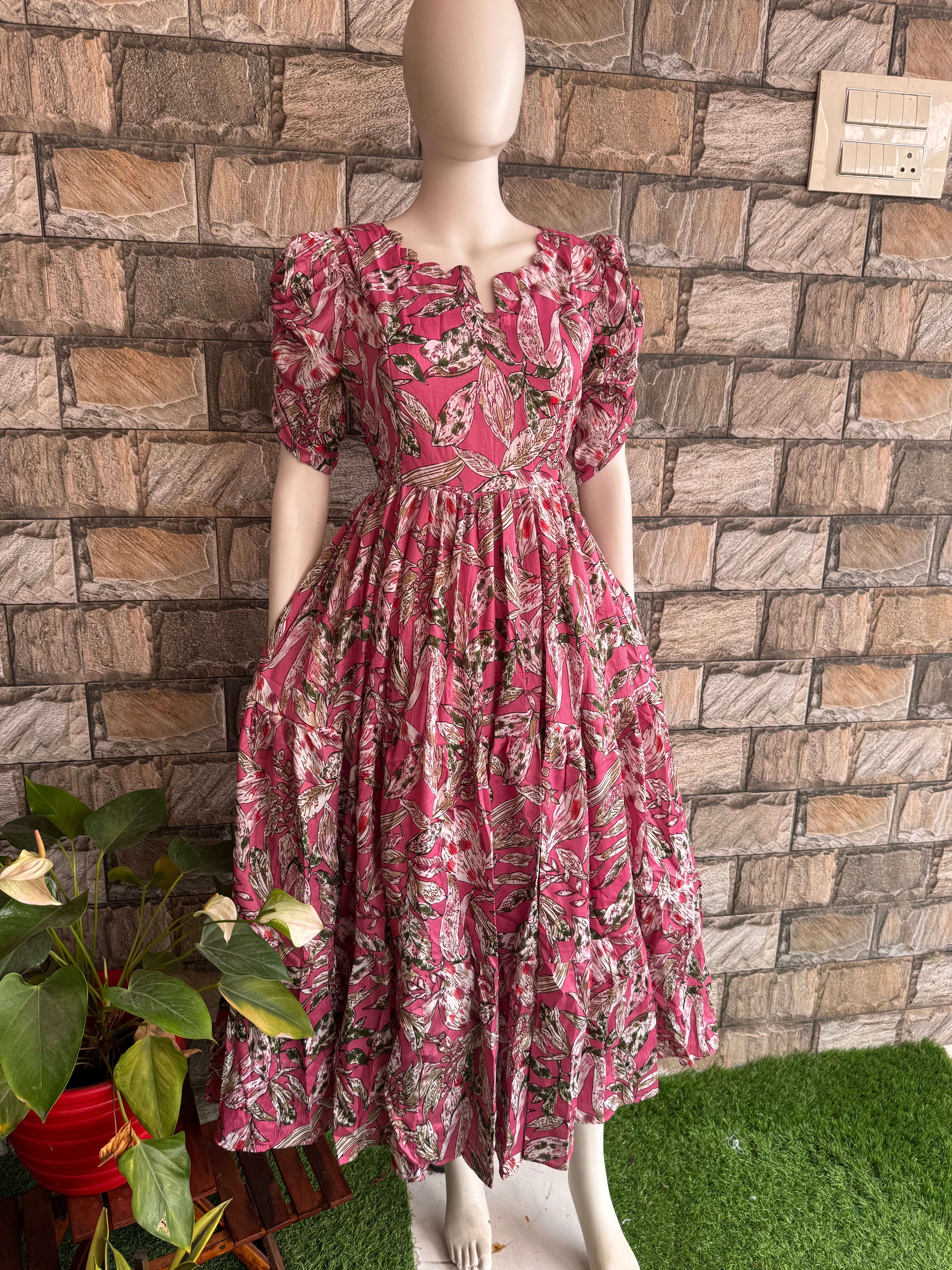 Peach Delta crepe Maternity Maxi