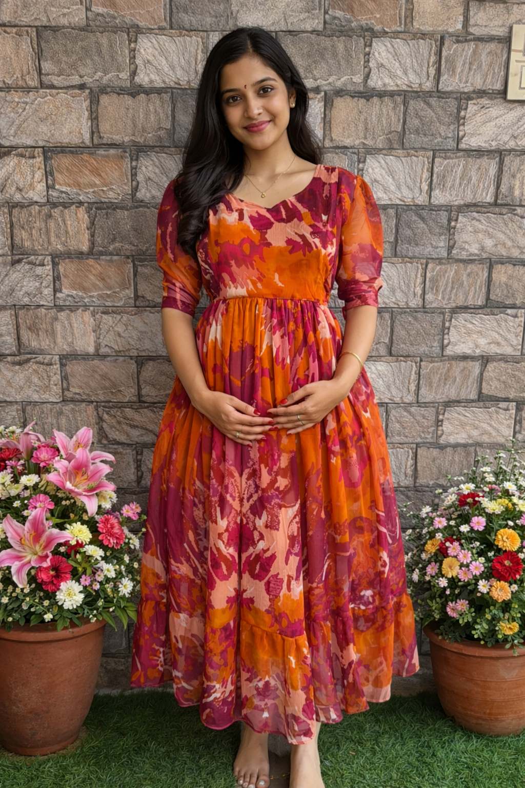 Funky Crush Chiffon Maternity Maxi