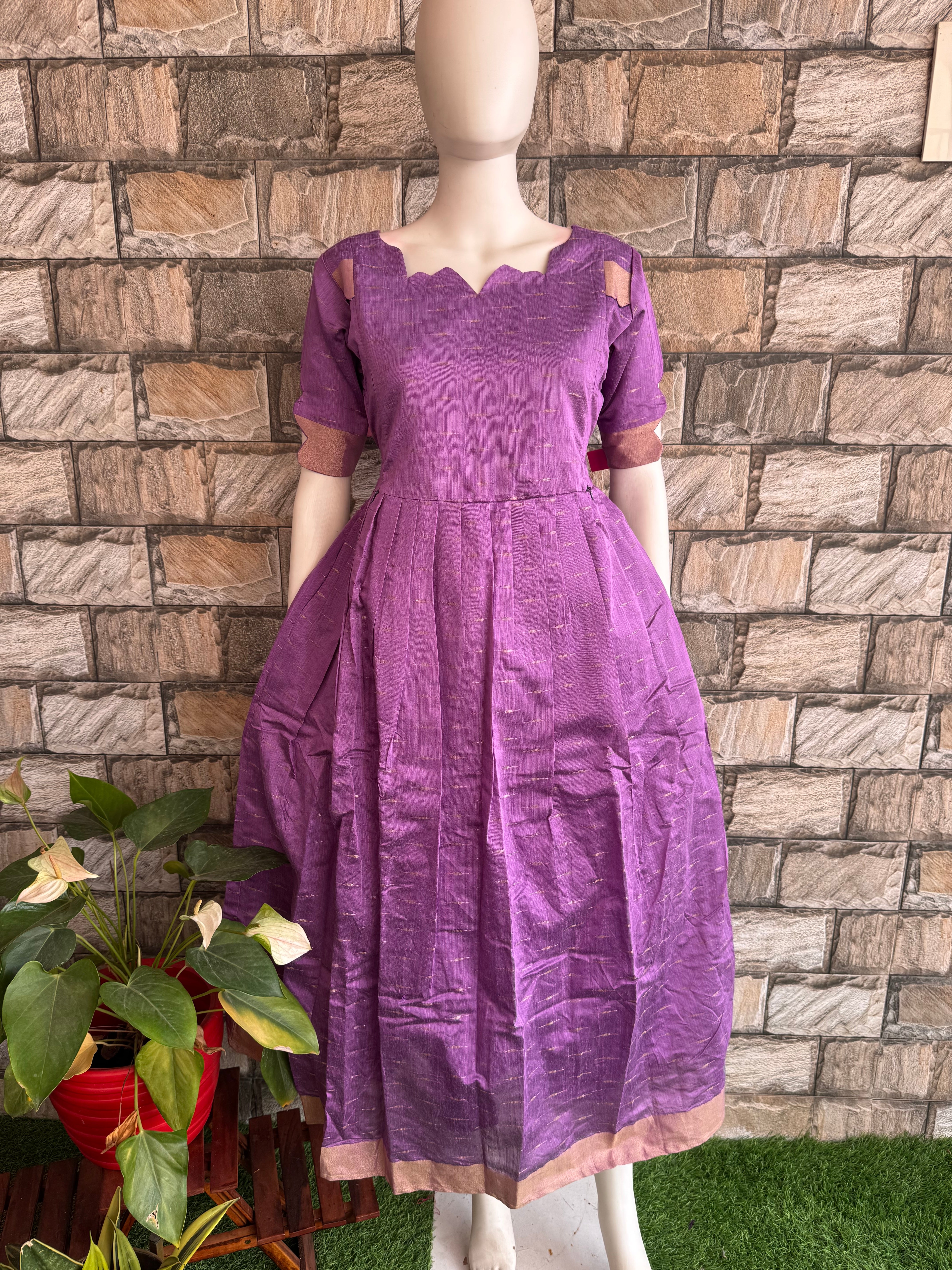 Lilac Raw silk maternity maxi