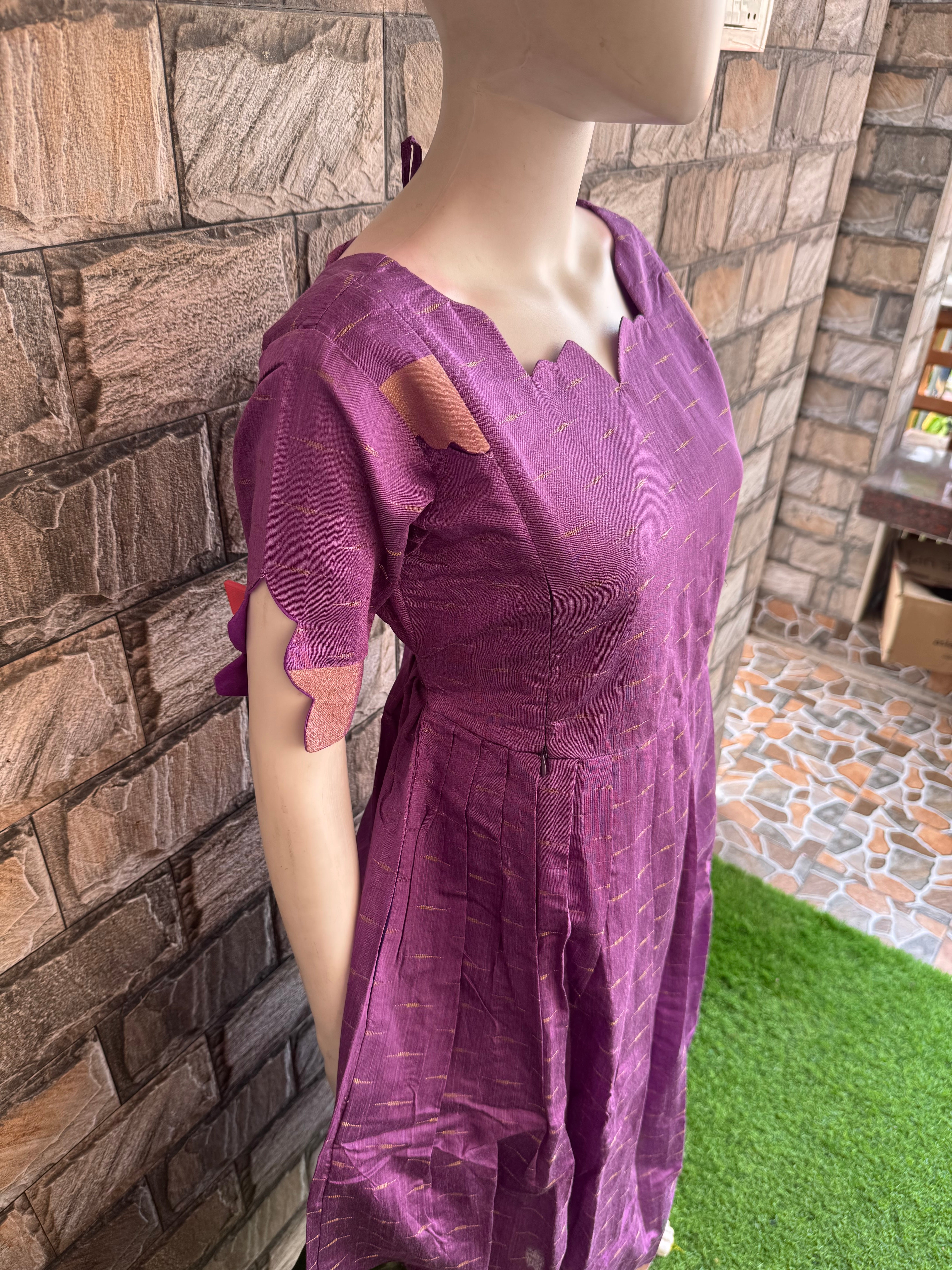 Lilac Raw silk maternity maxi