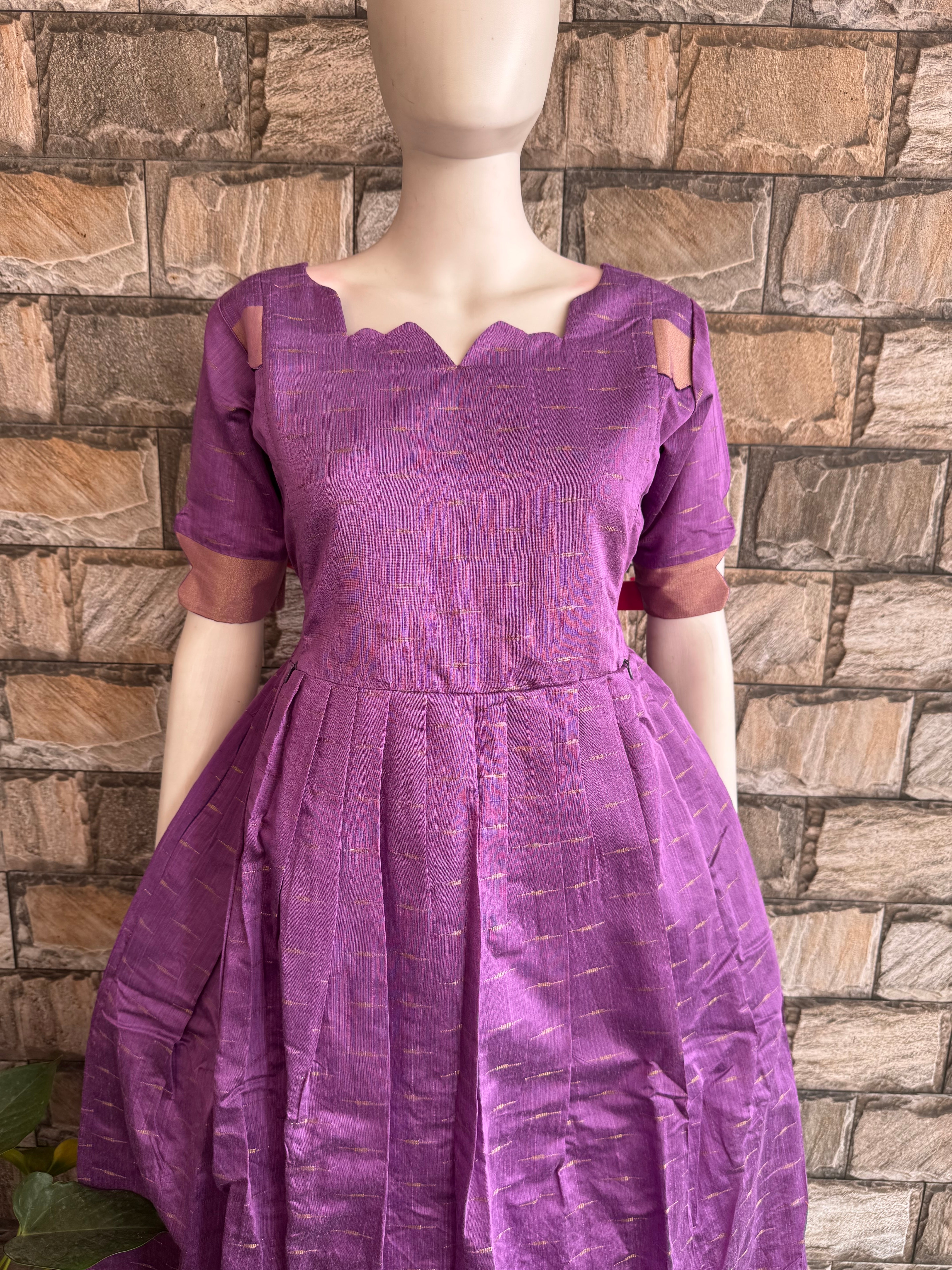 Lilac Raw silk maternity maxi