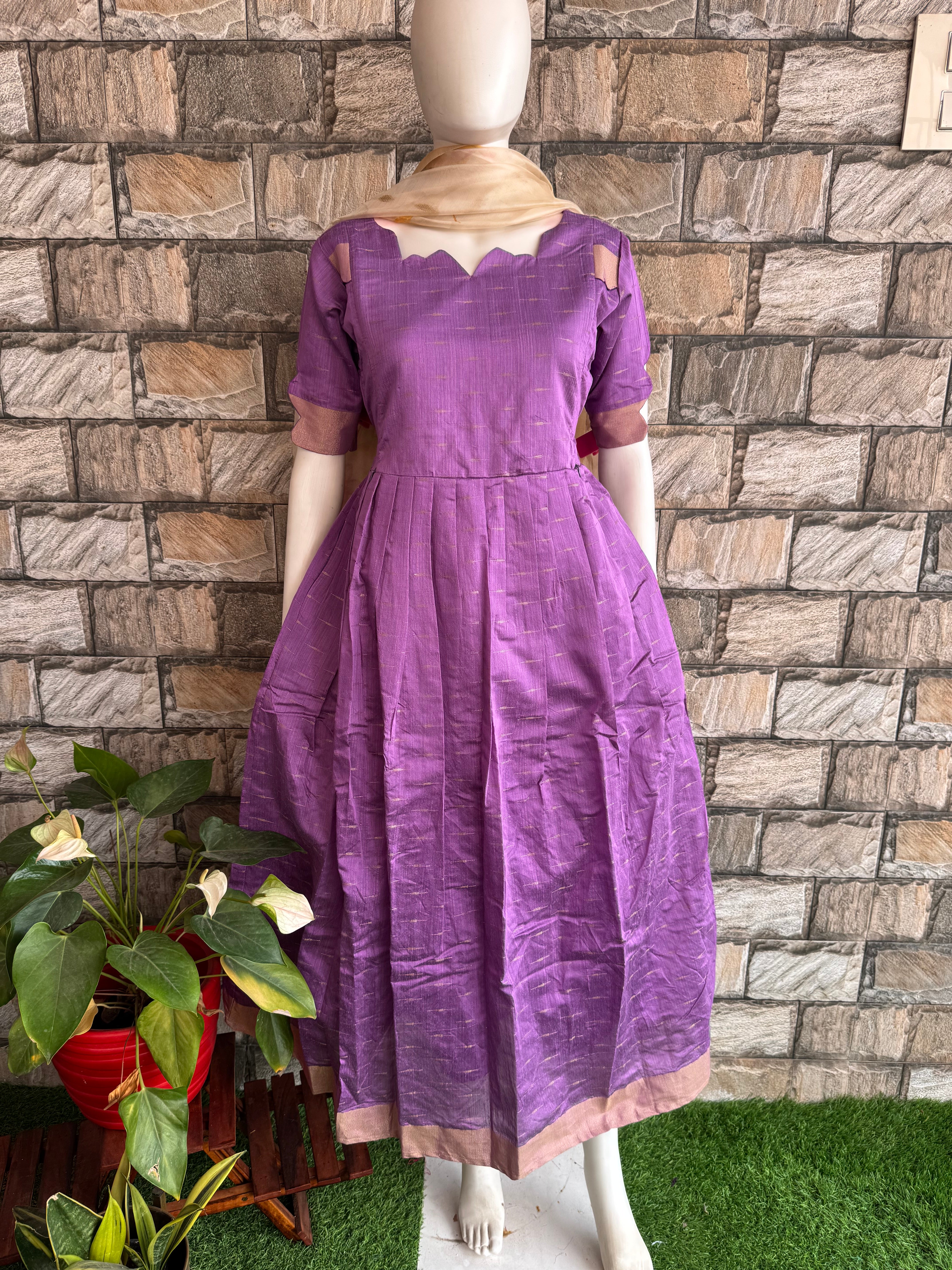 Lilac Raw silk maternity maxi