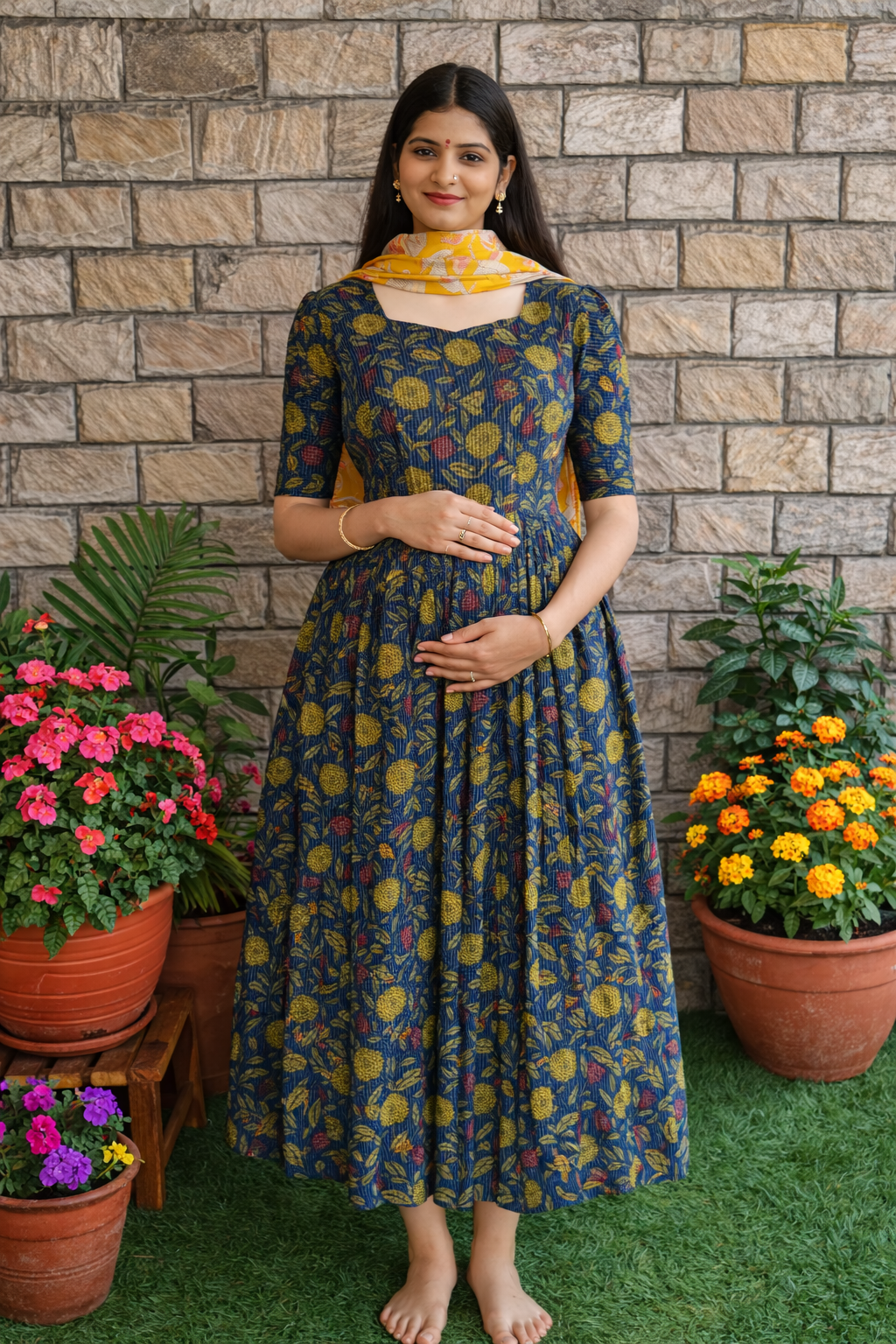 Lolita - Teal blue Maternity Maxi