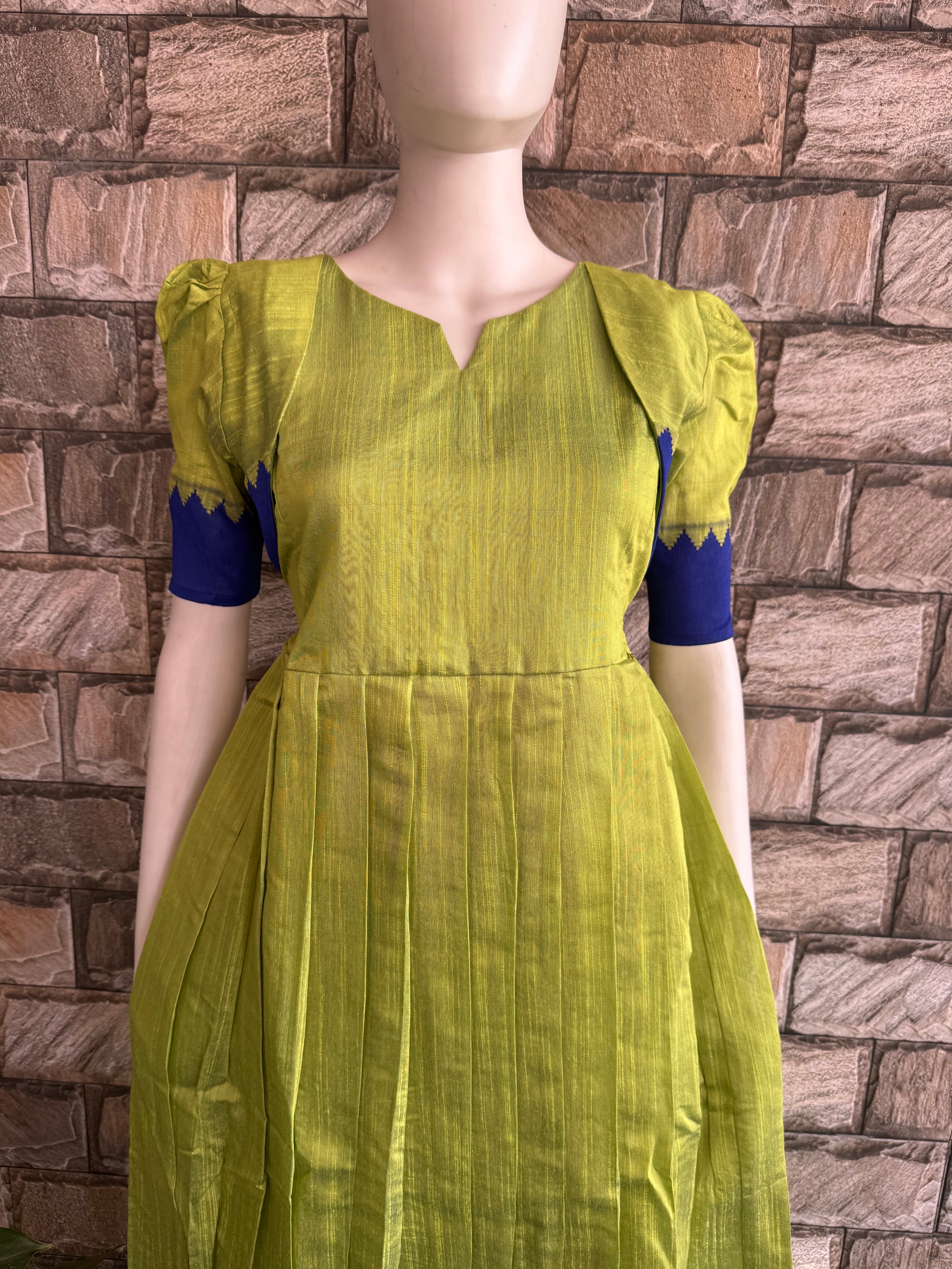 Parrot Raw silk Plain Maternity Maxi