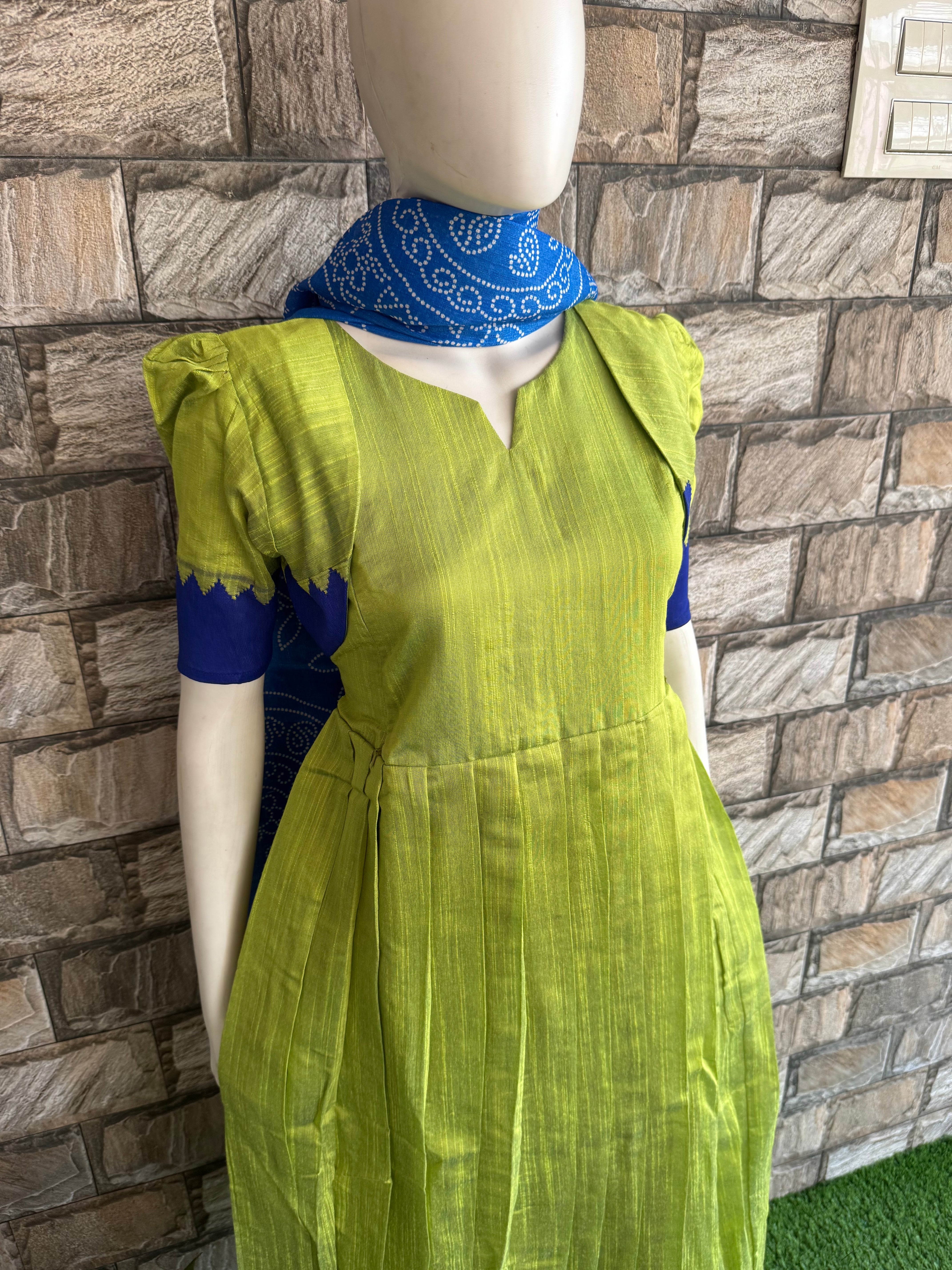 Parrot Raw silk Plain Maternity Maxi