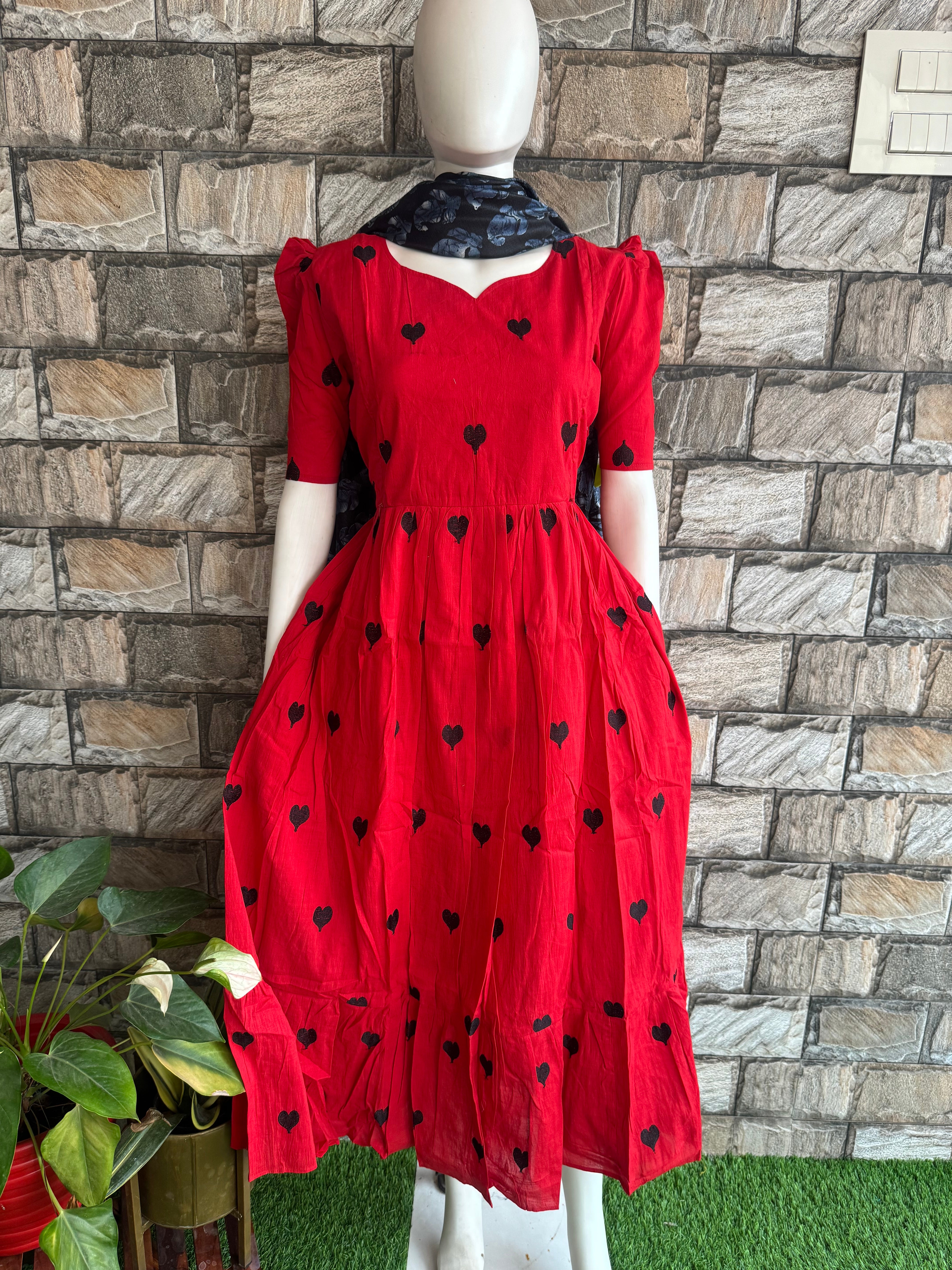 Heart Red cotton maternity Maxi