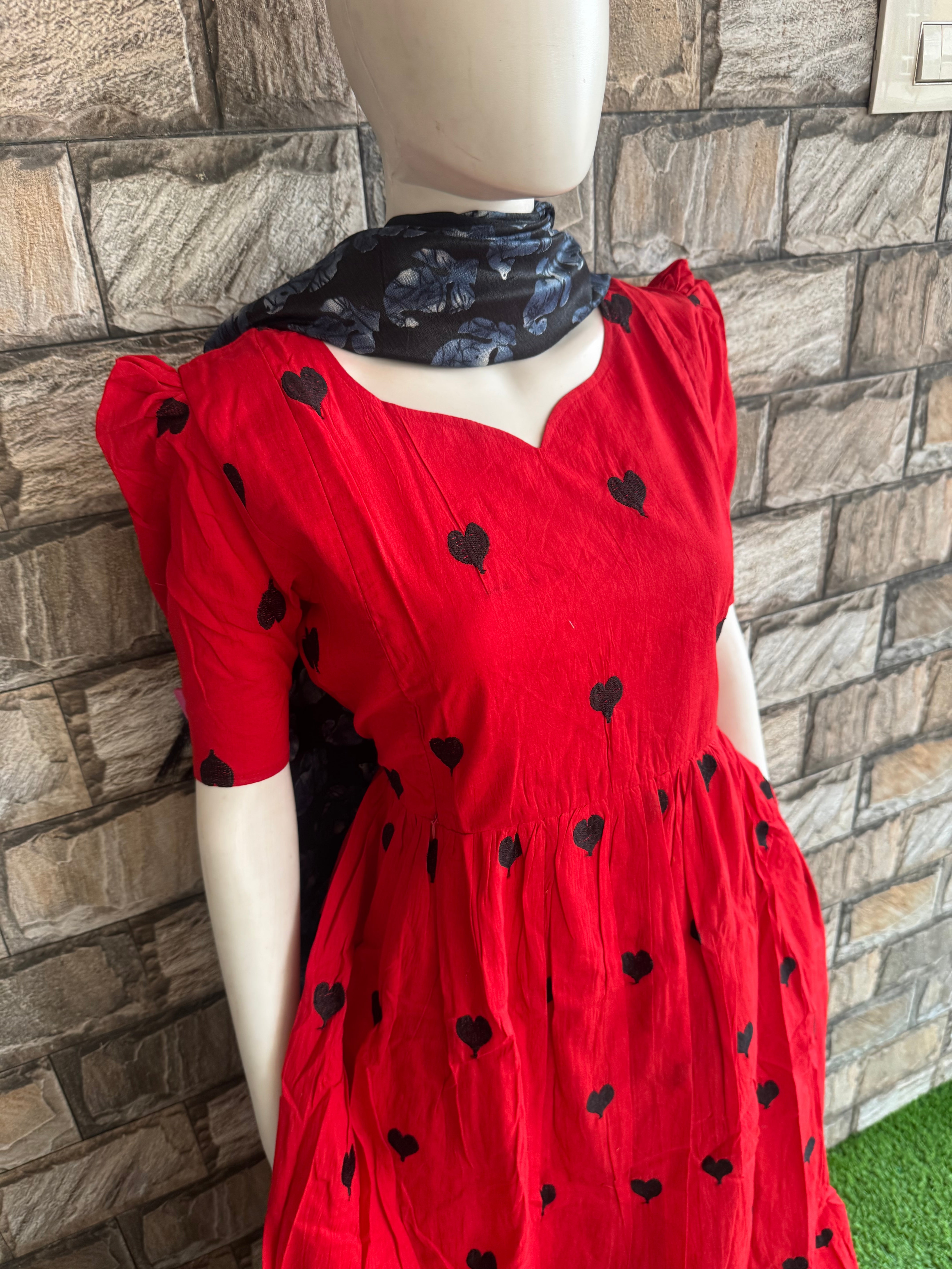 Heart Red cotton maternity Maxi