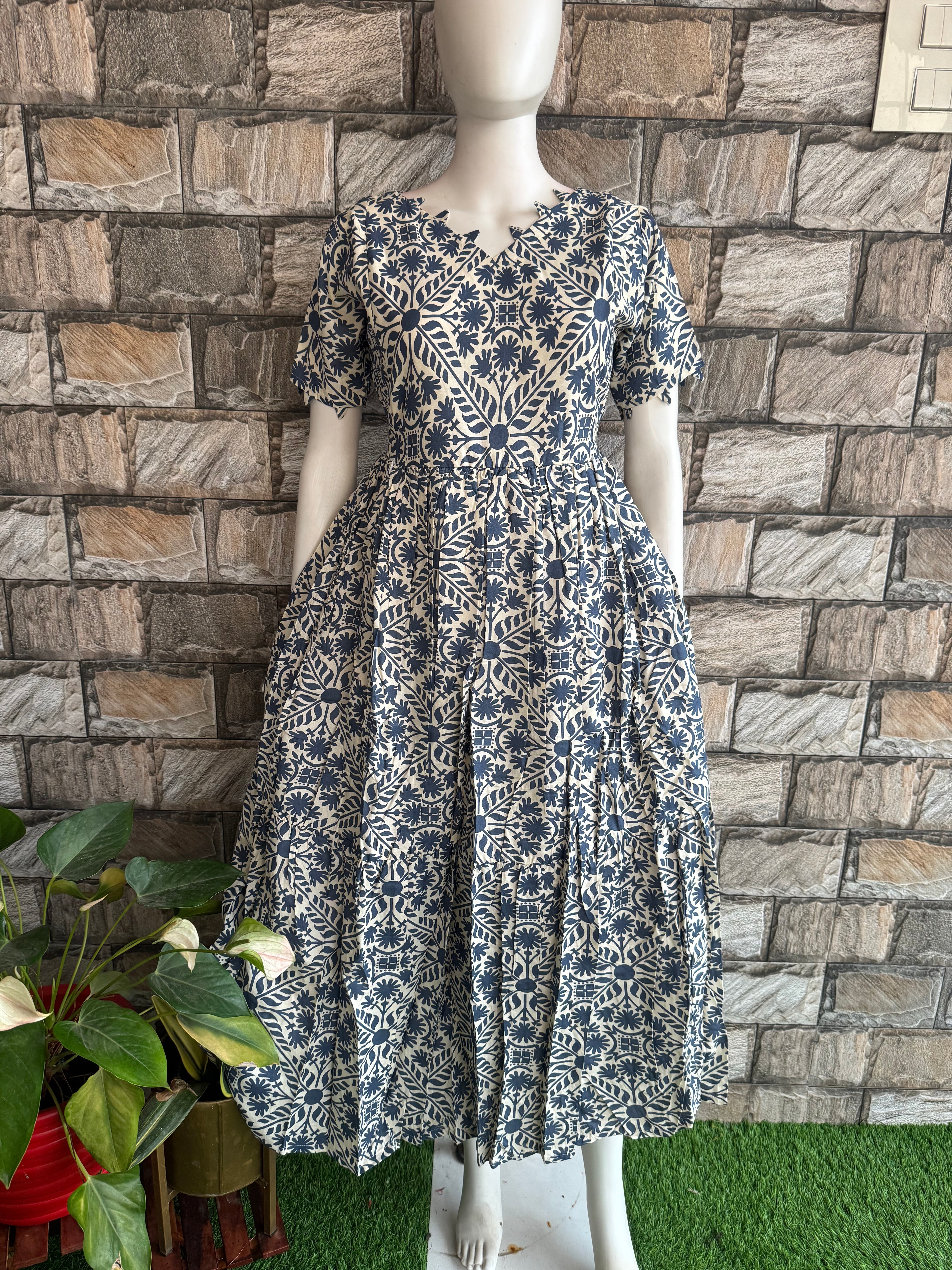 Grey - Half white Rayon Maternity Maxi