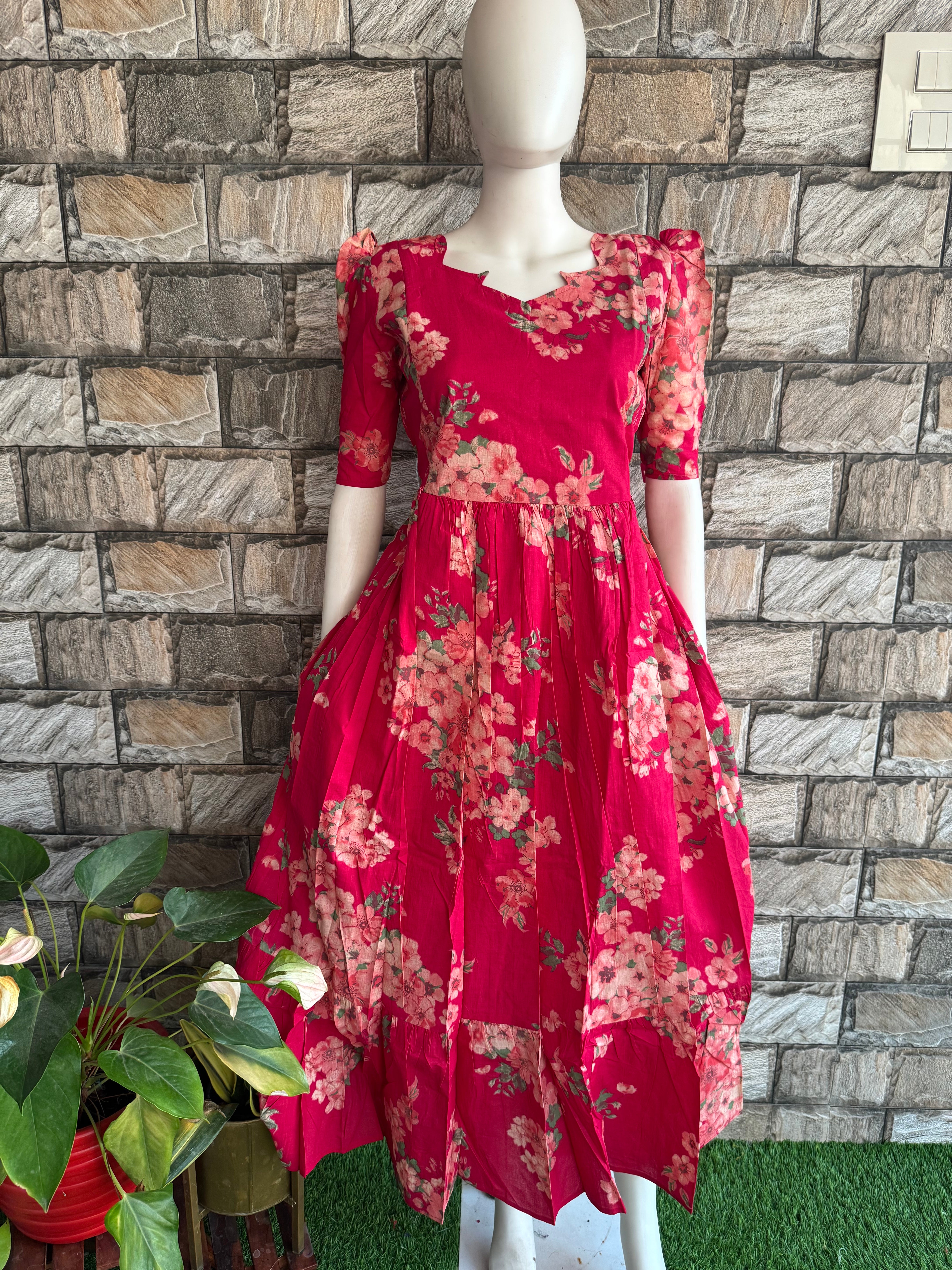 Magenta Blossom mul soft cotton Maxi