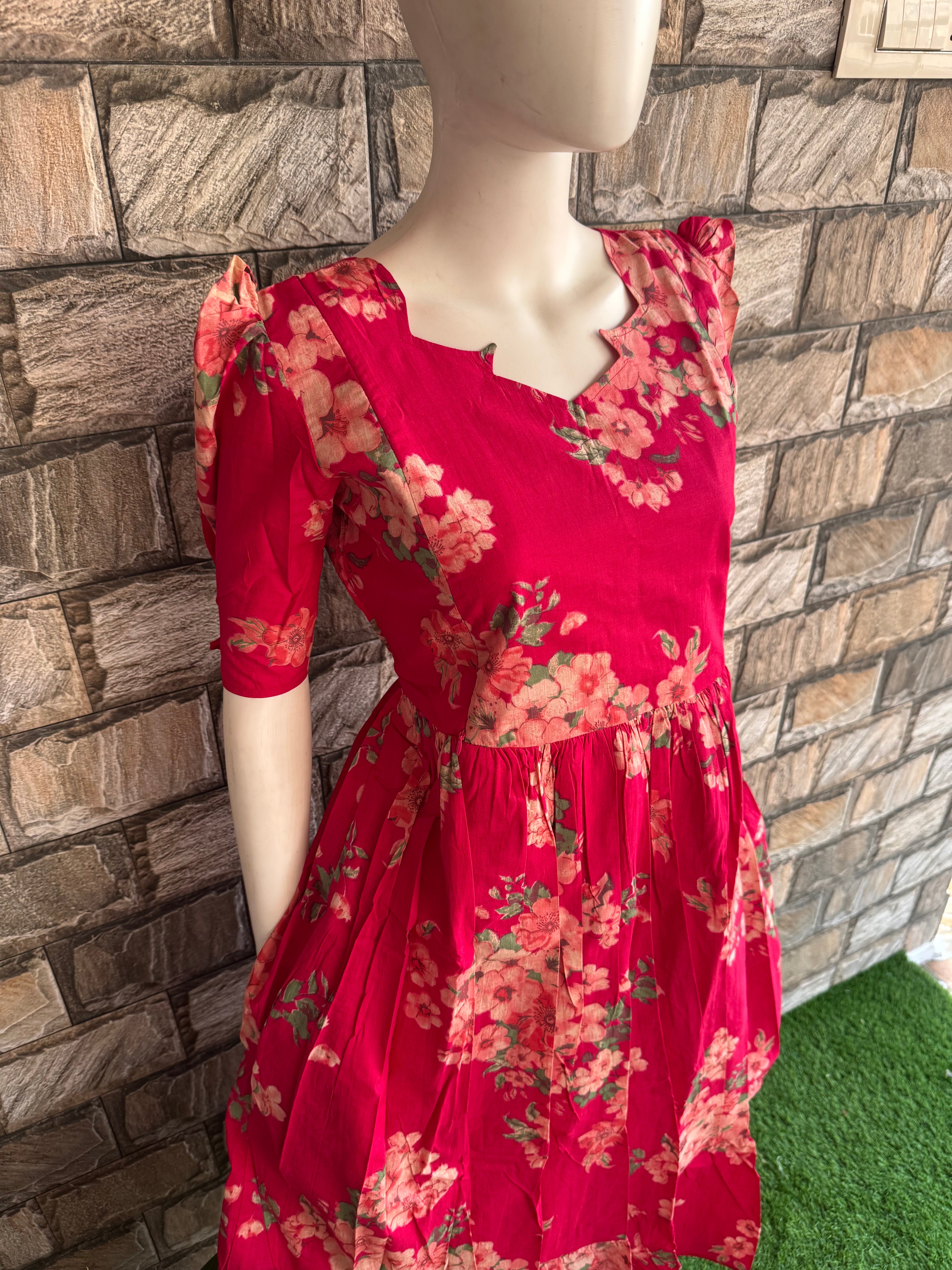 Magenta Blossom mul soft cotton Maxi