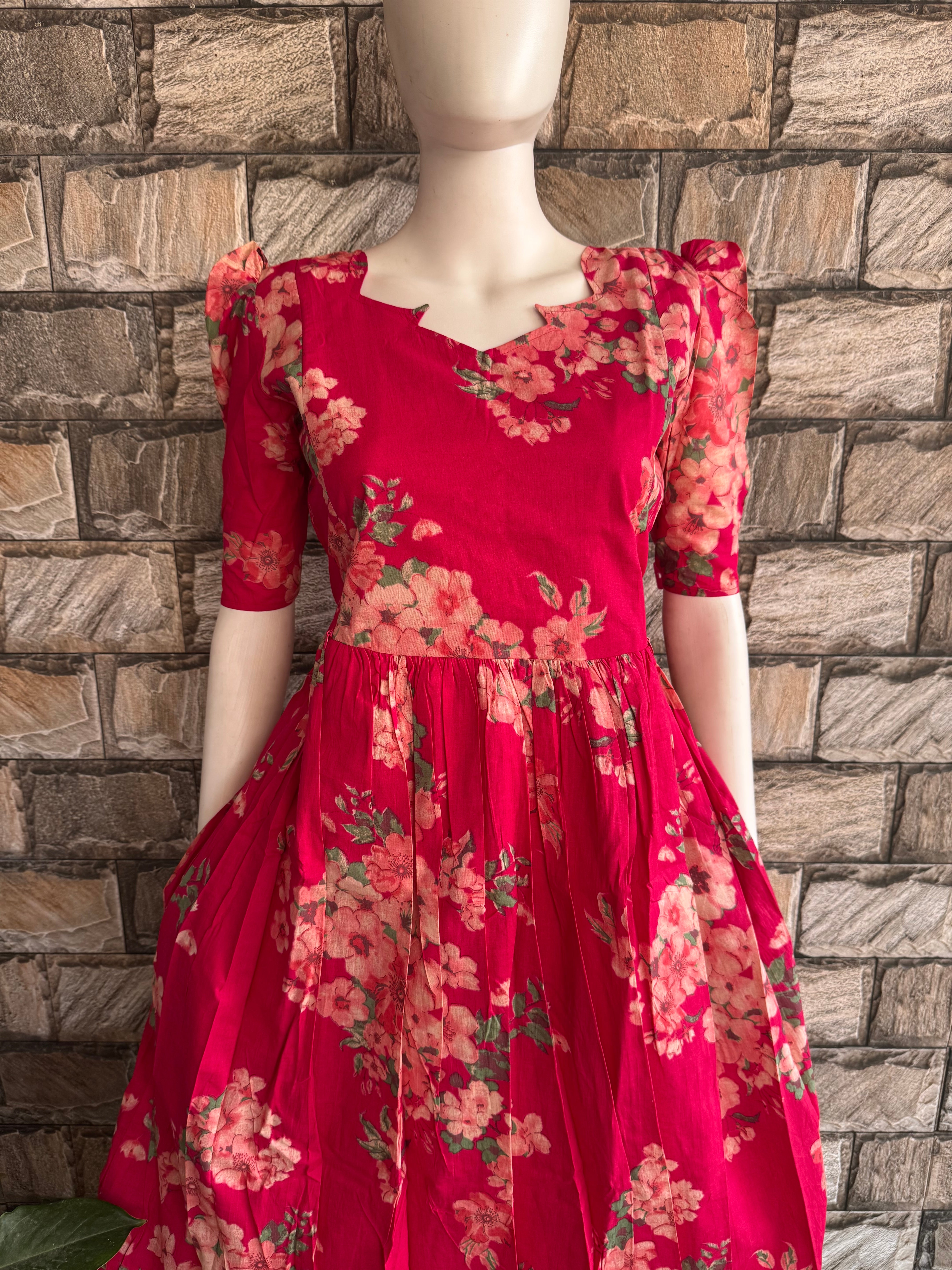 Magenta Blossom mul soft cotton Maxi