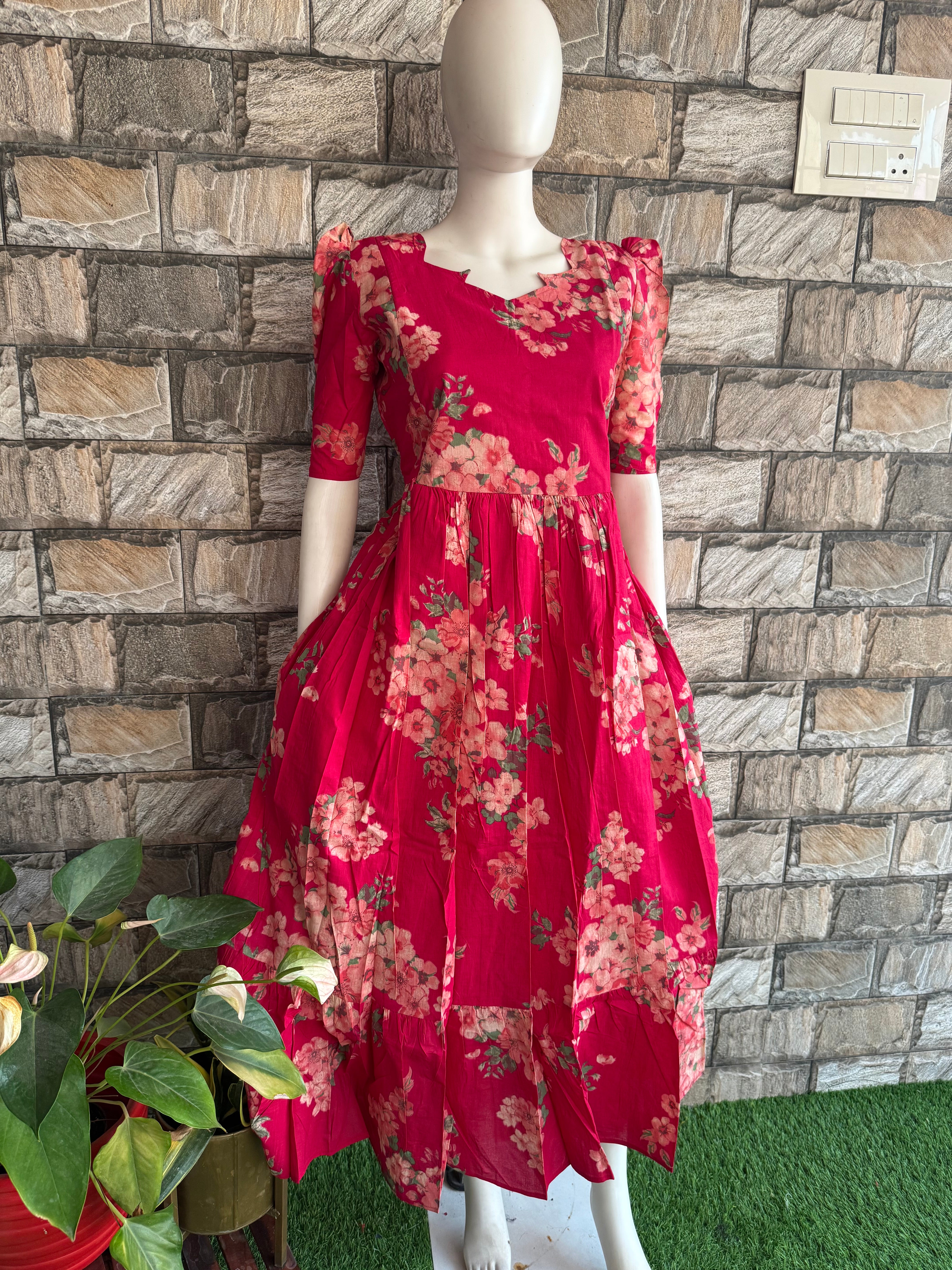 Magenta Blossom mul soft cotton Maxi