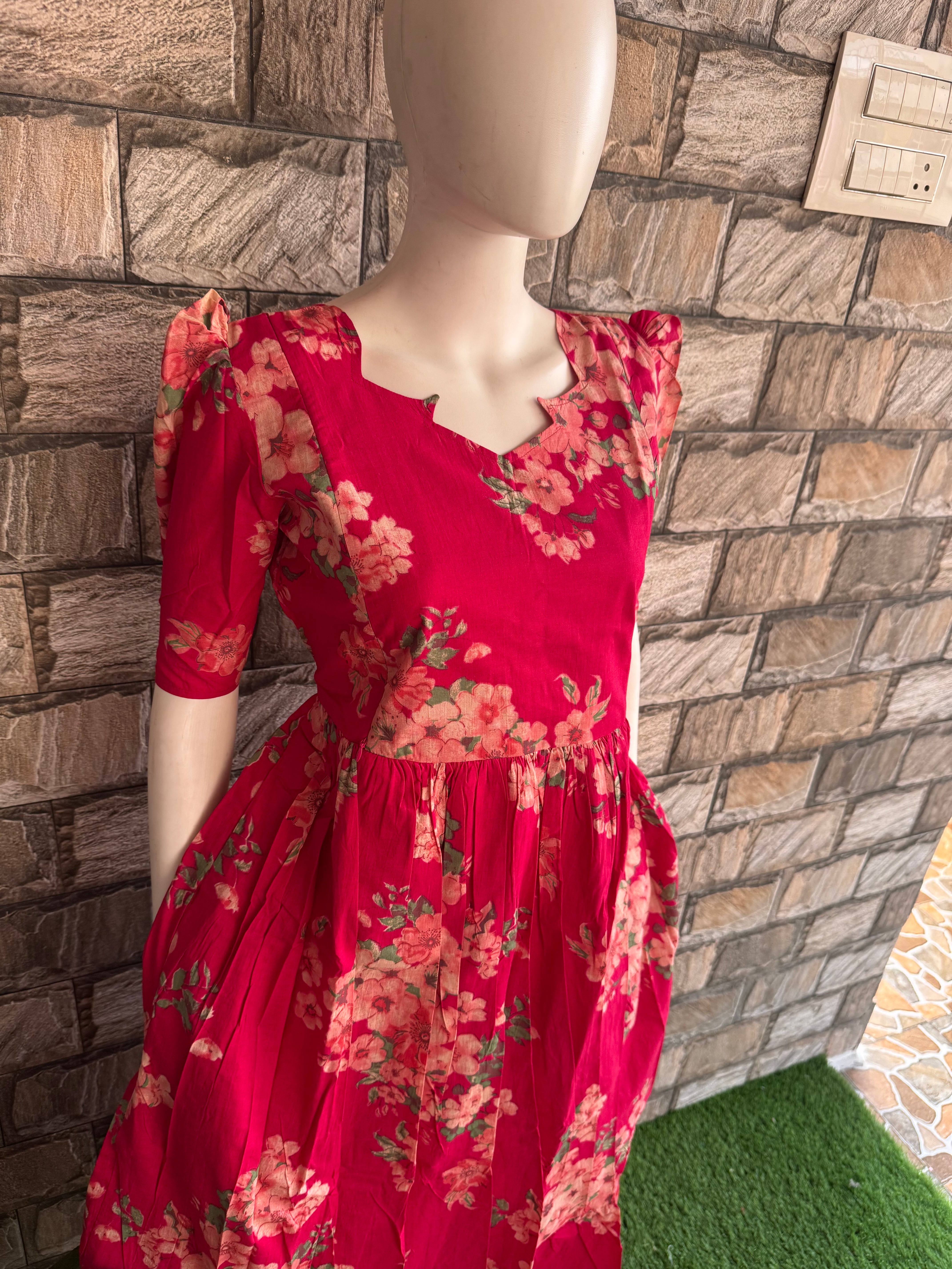 Magenta Blossom mul soft cotton Maxi