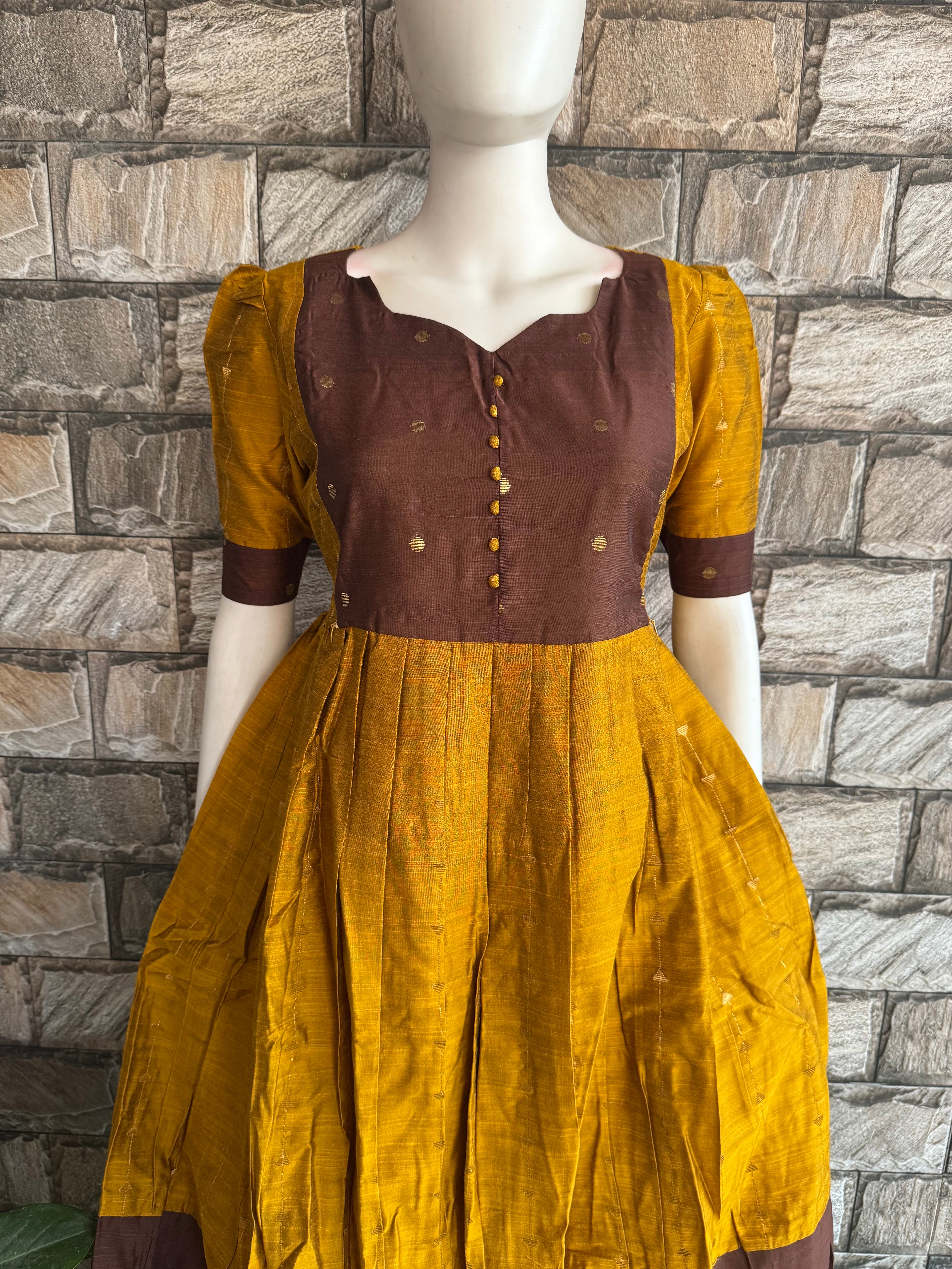 Brown Raw silk Maternity Maxi