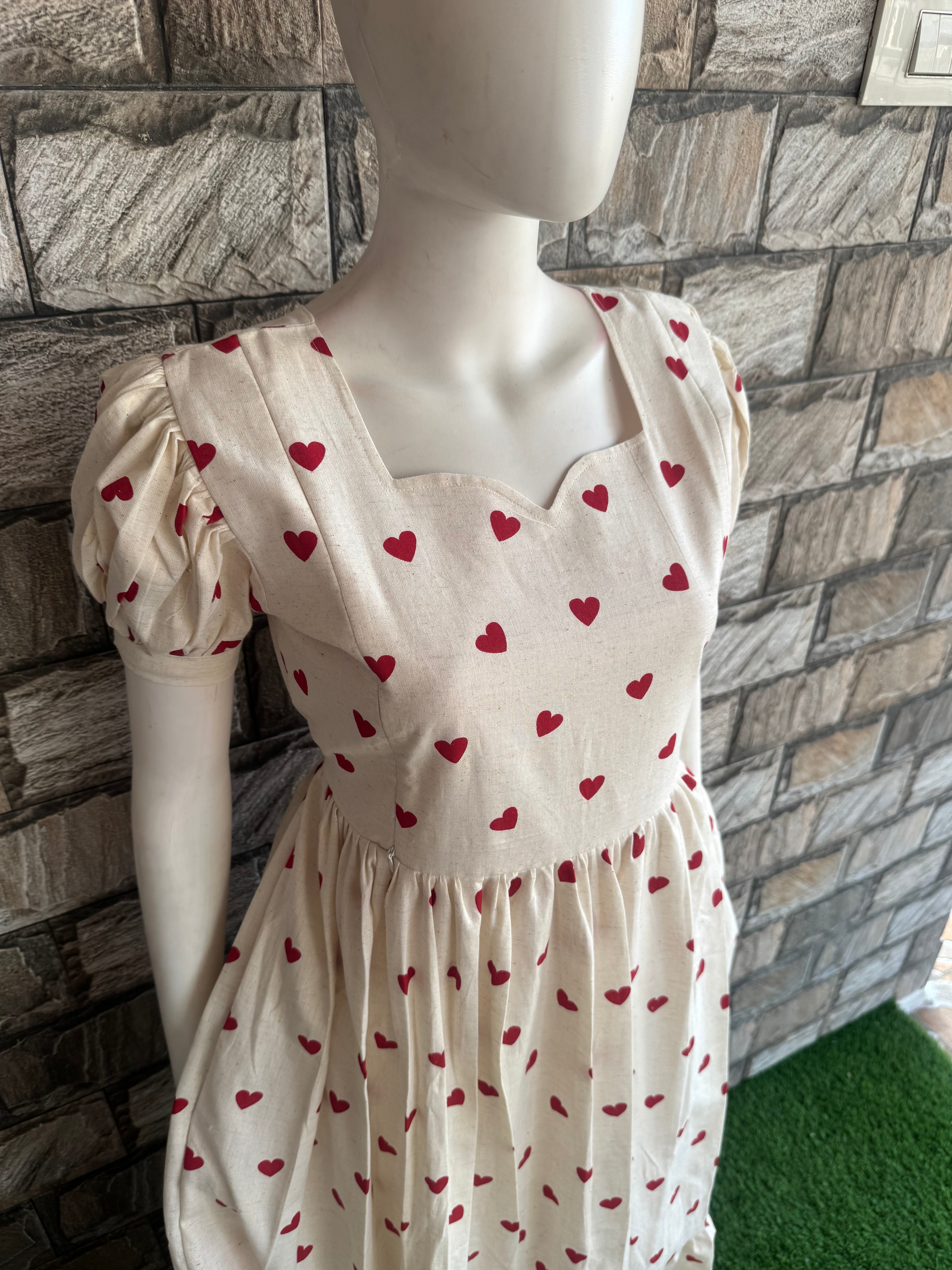 White Heart Flex Cotton Maternity Maxi