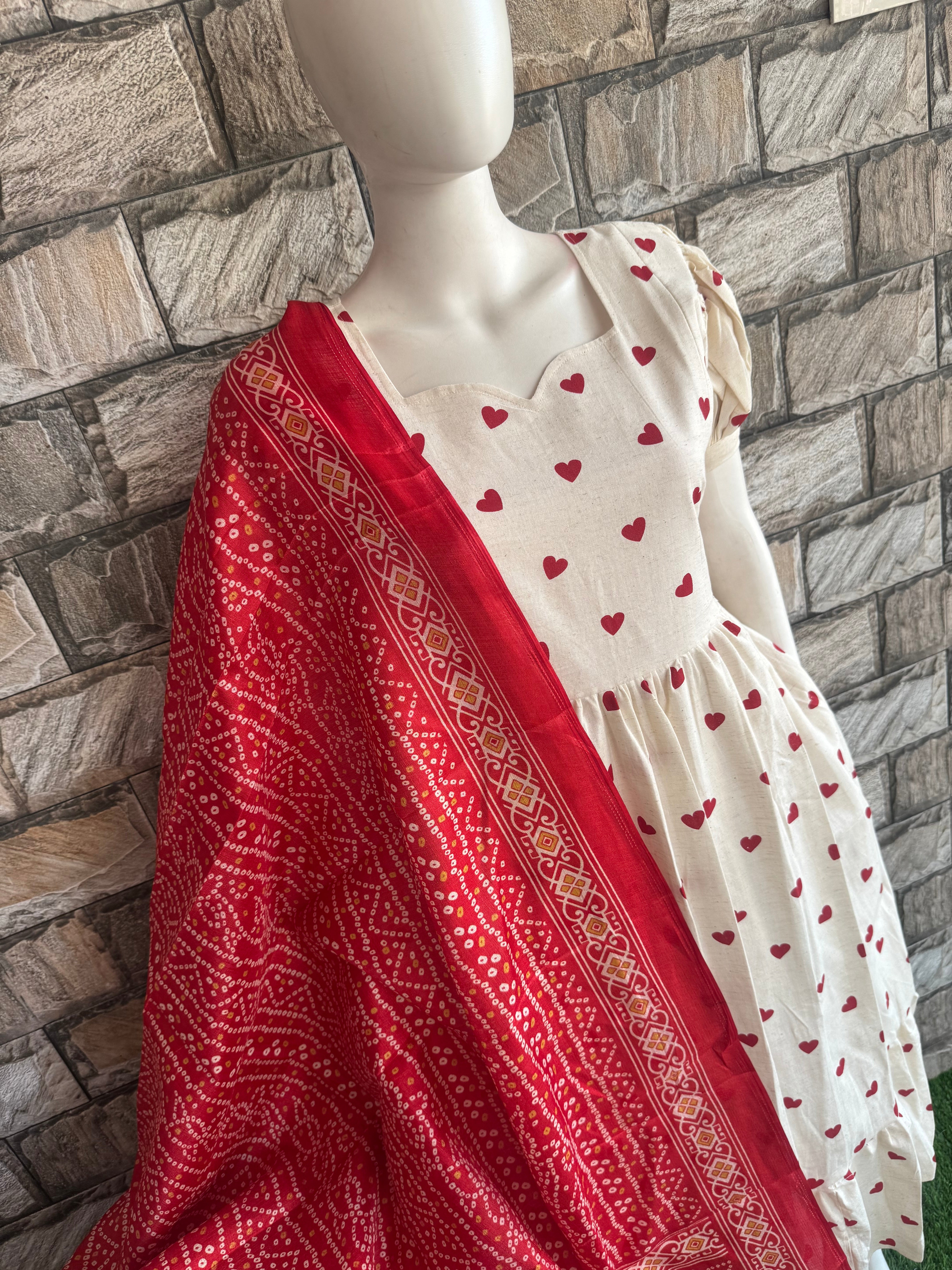 Red poly khadhi dupatta