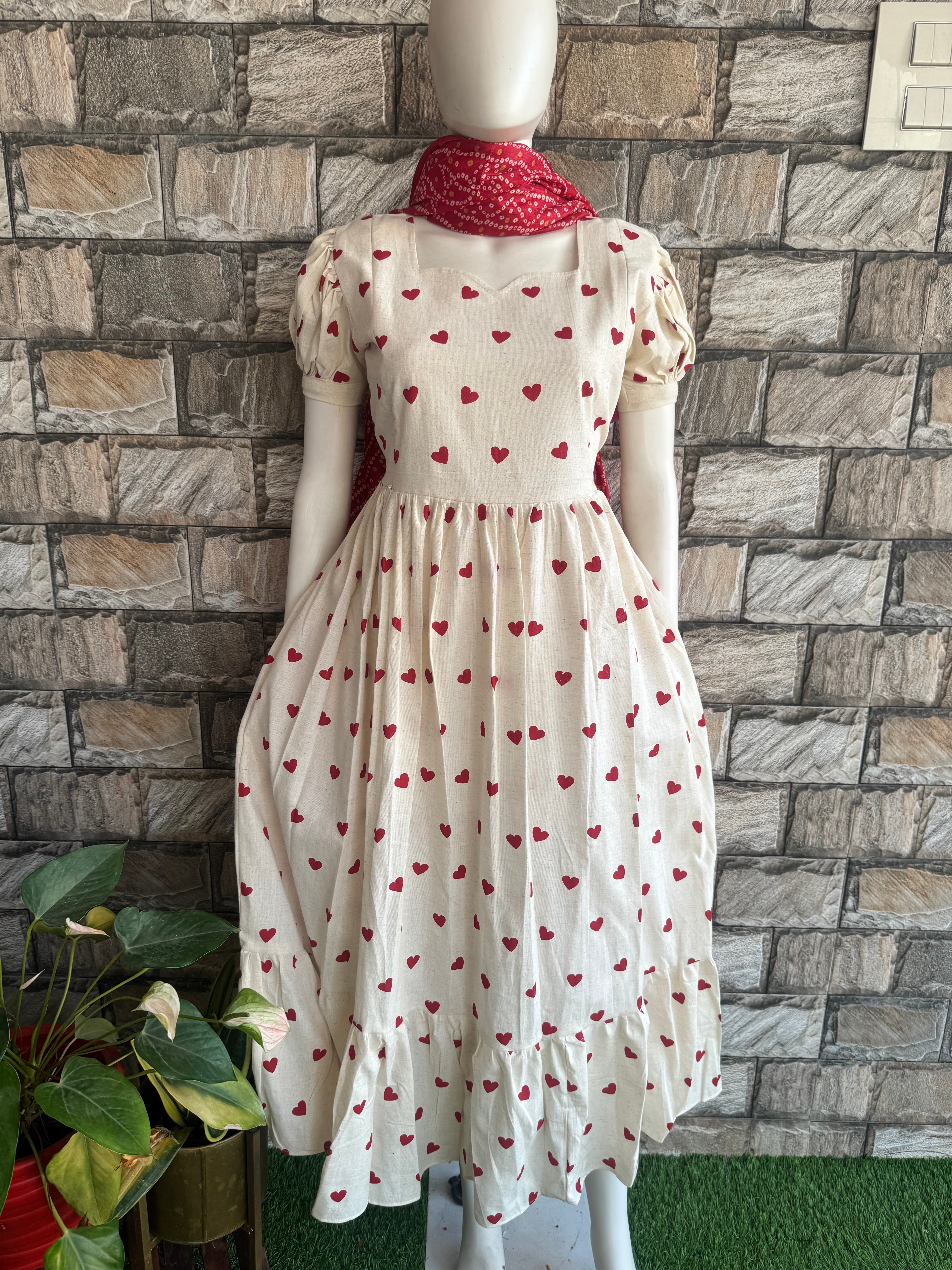 White Heart Flex Cotton Maternity Maxi