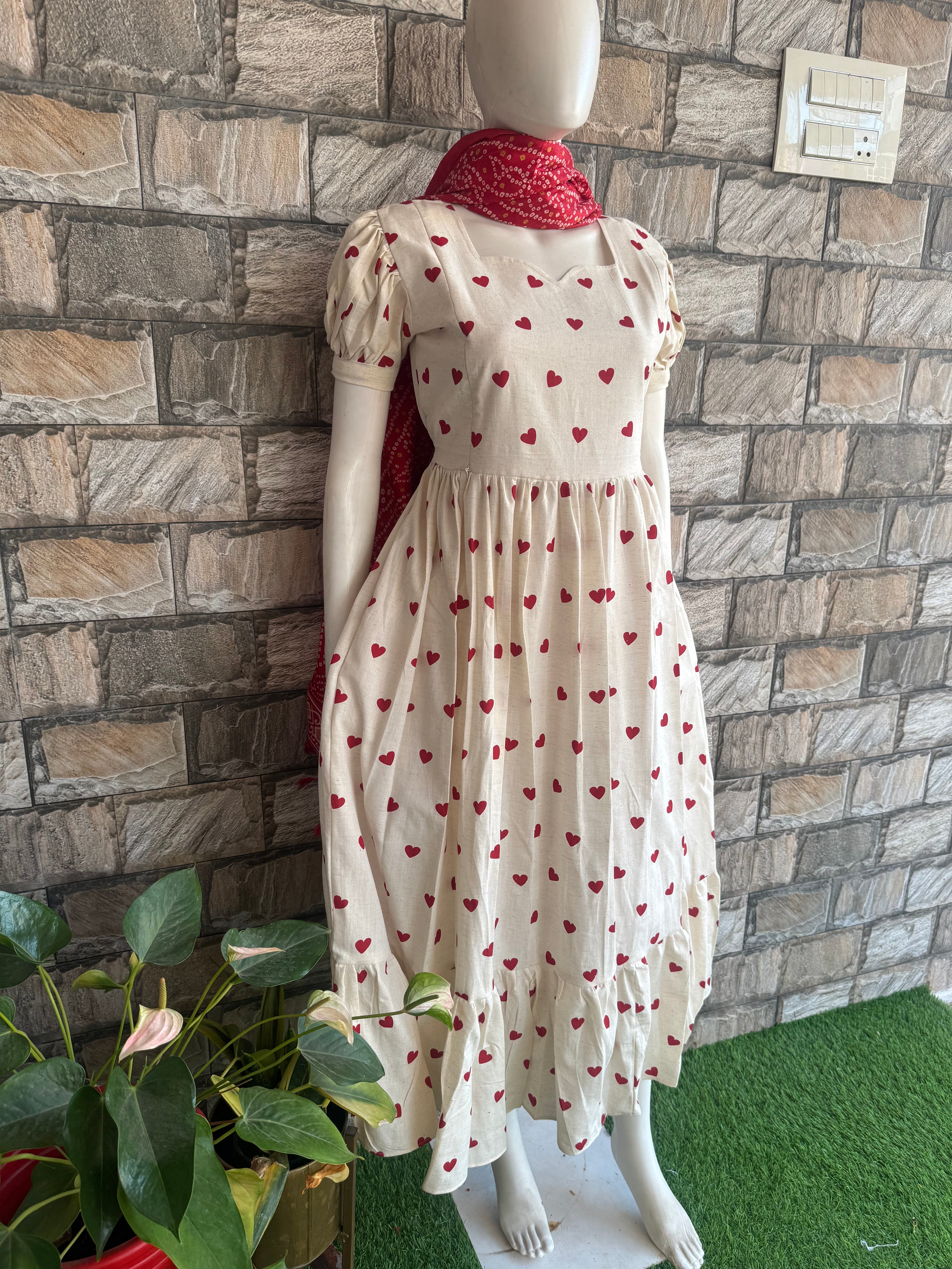 White Heart Flex Cotton Maternity Maxi