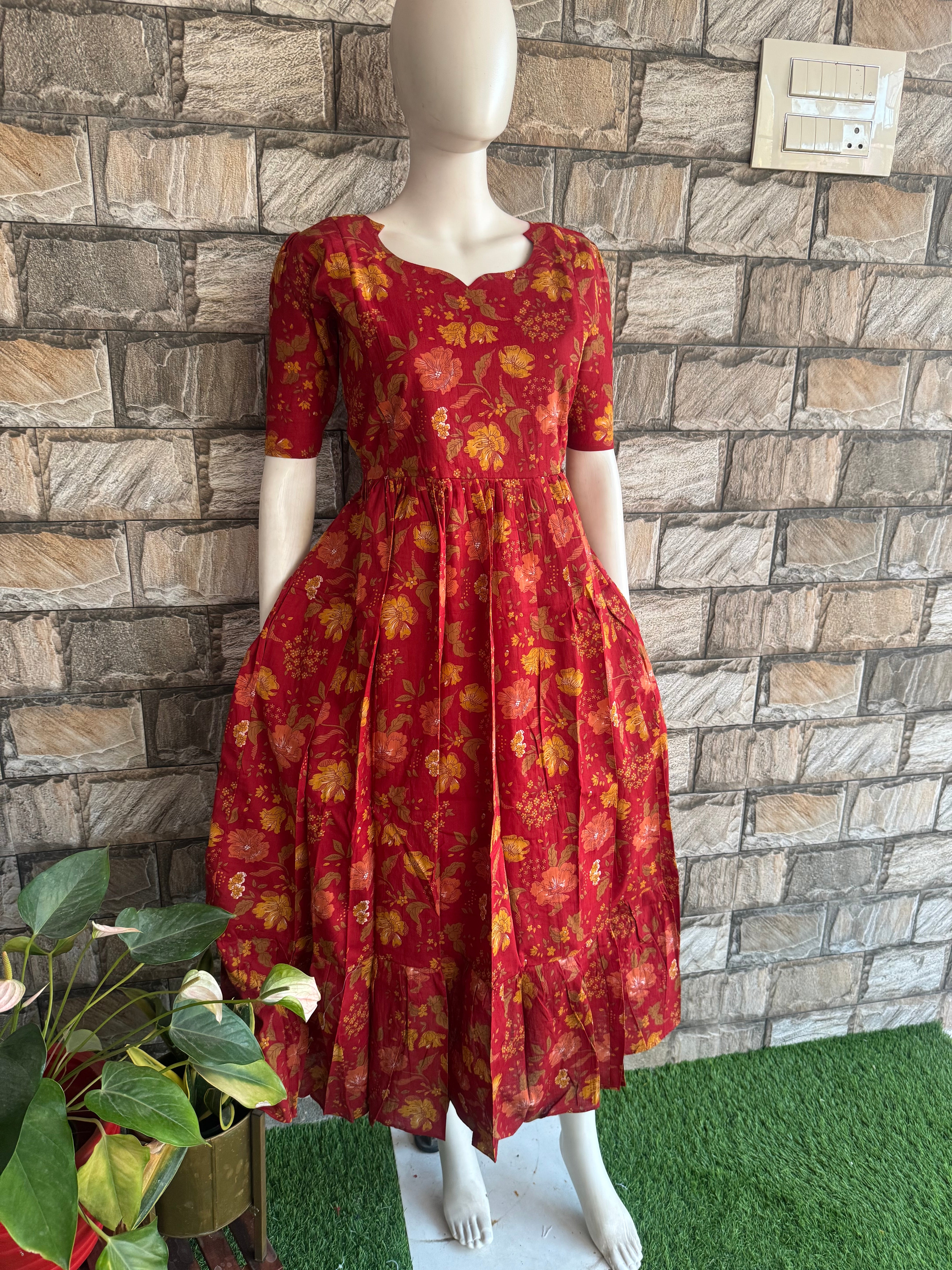 Pale Maroon mul soft cotton Maternity Maxi