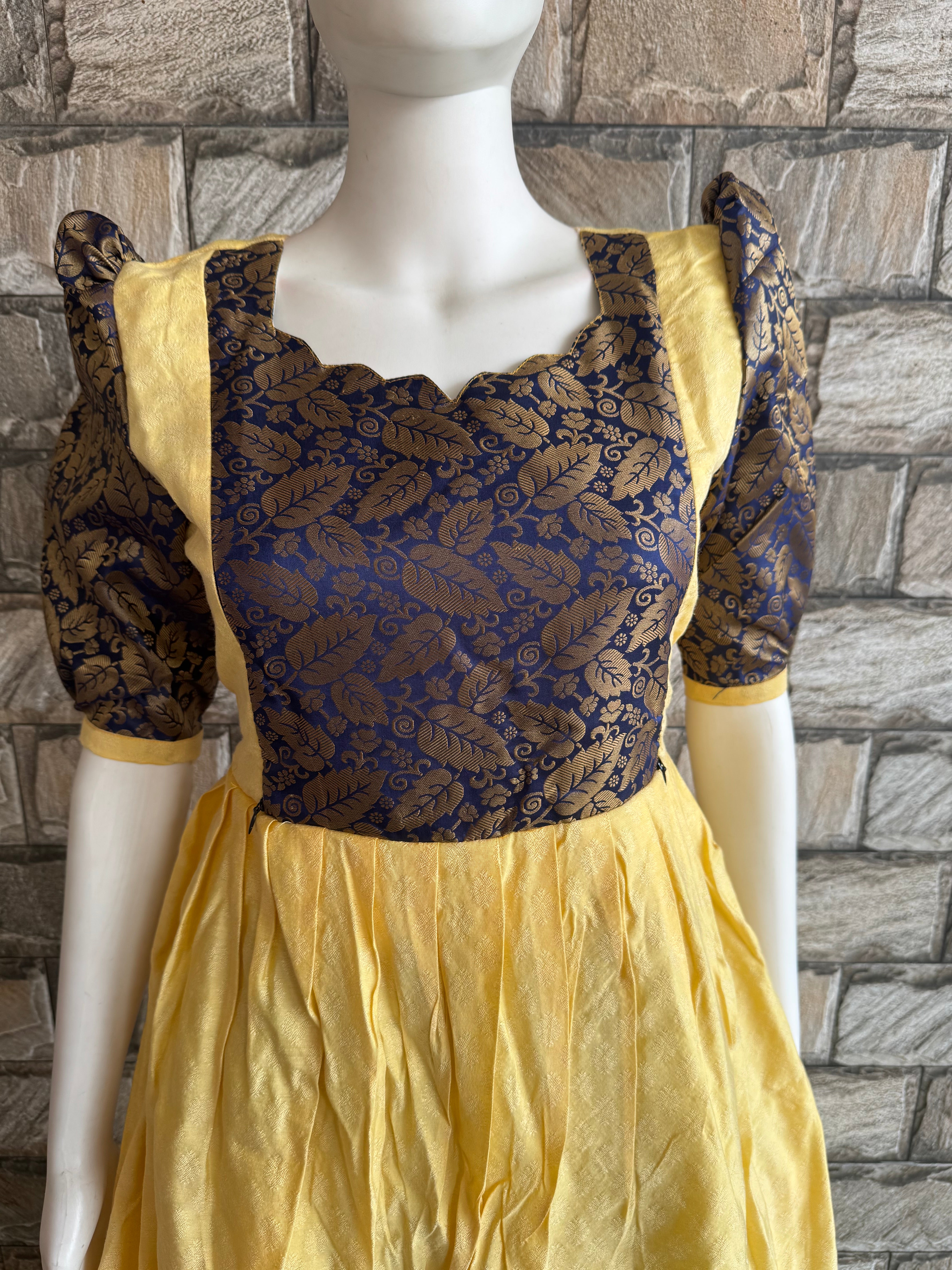 Light yellow navy silk mix &match