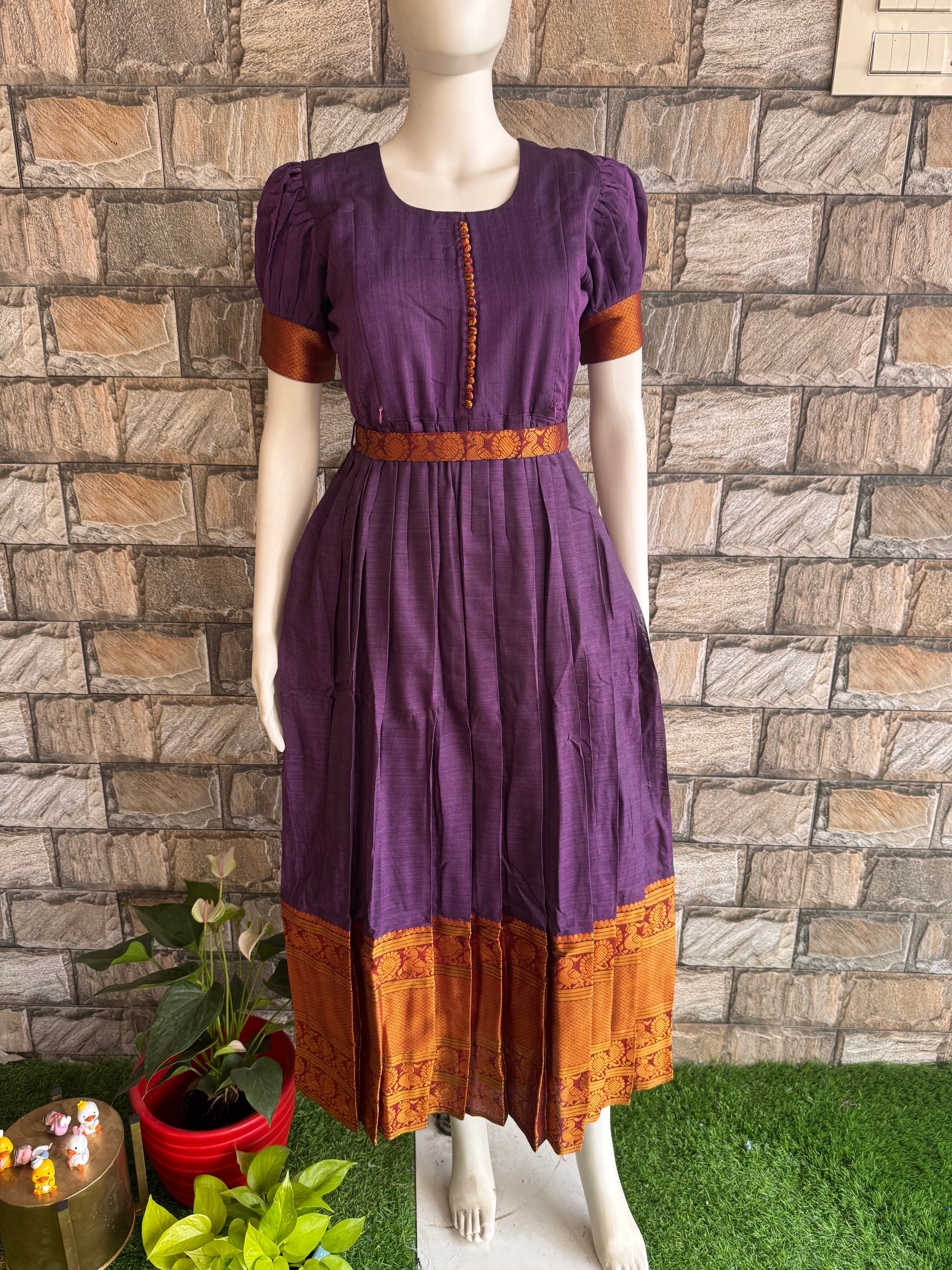 Purple border cotton maxi