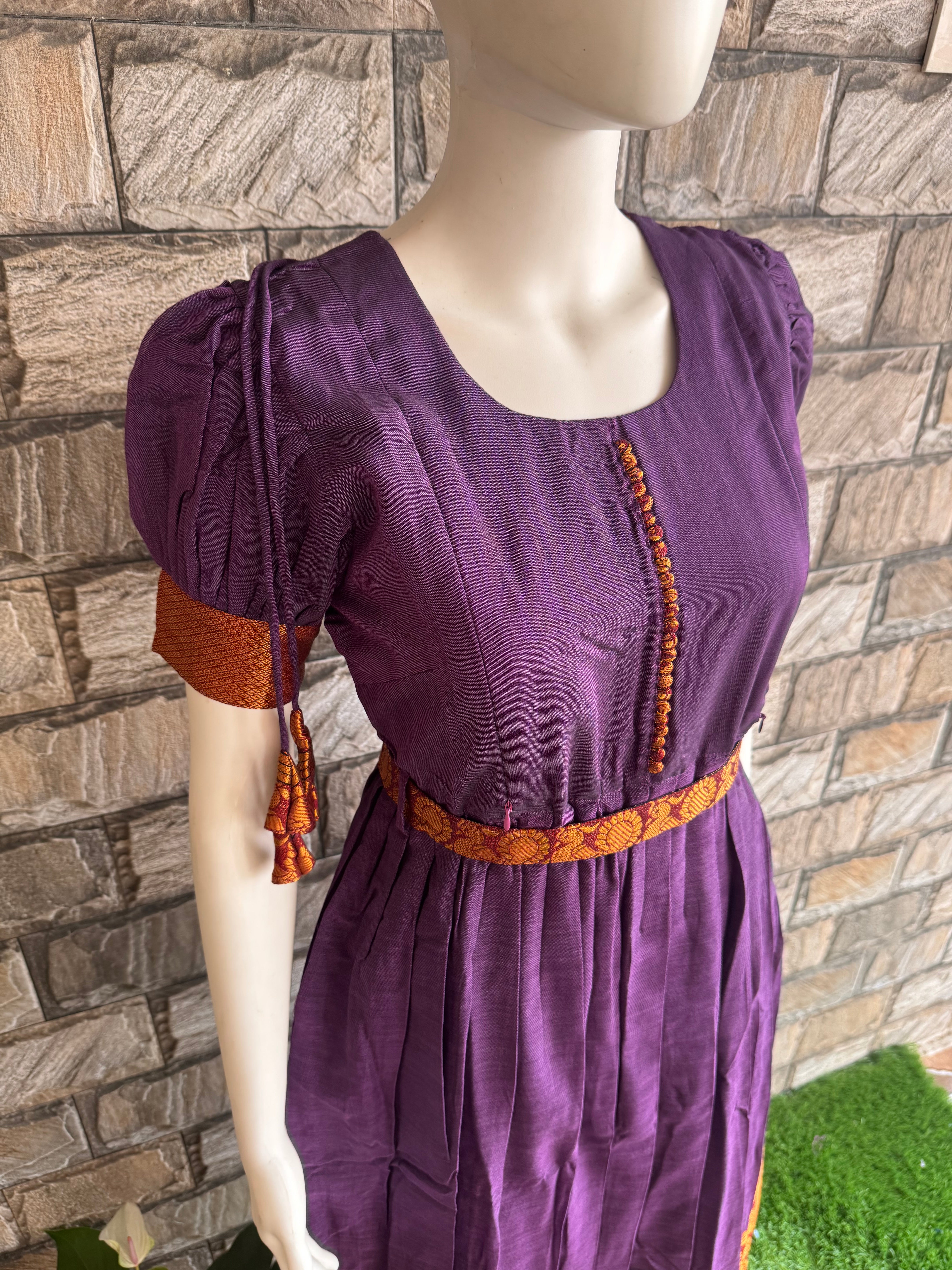 Purple border cotton maxi