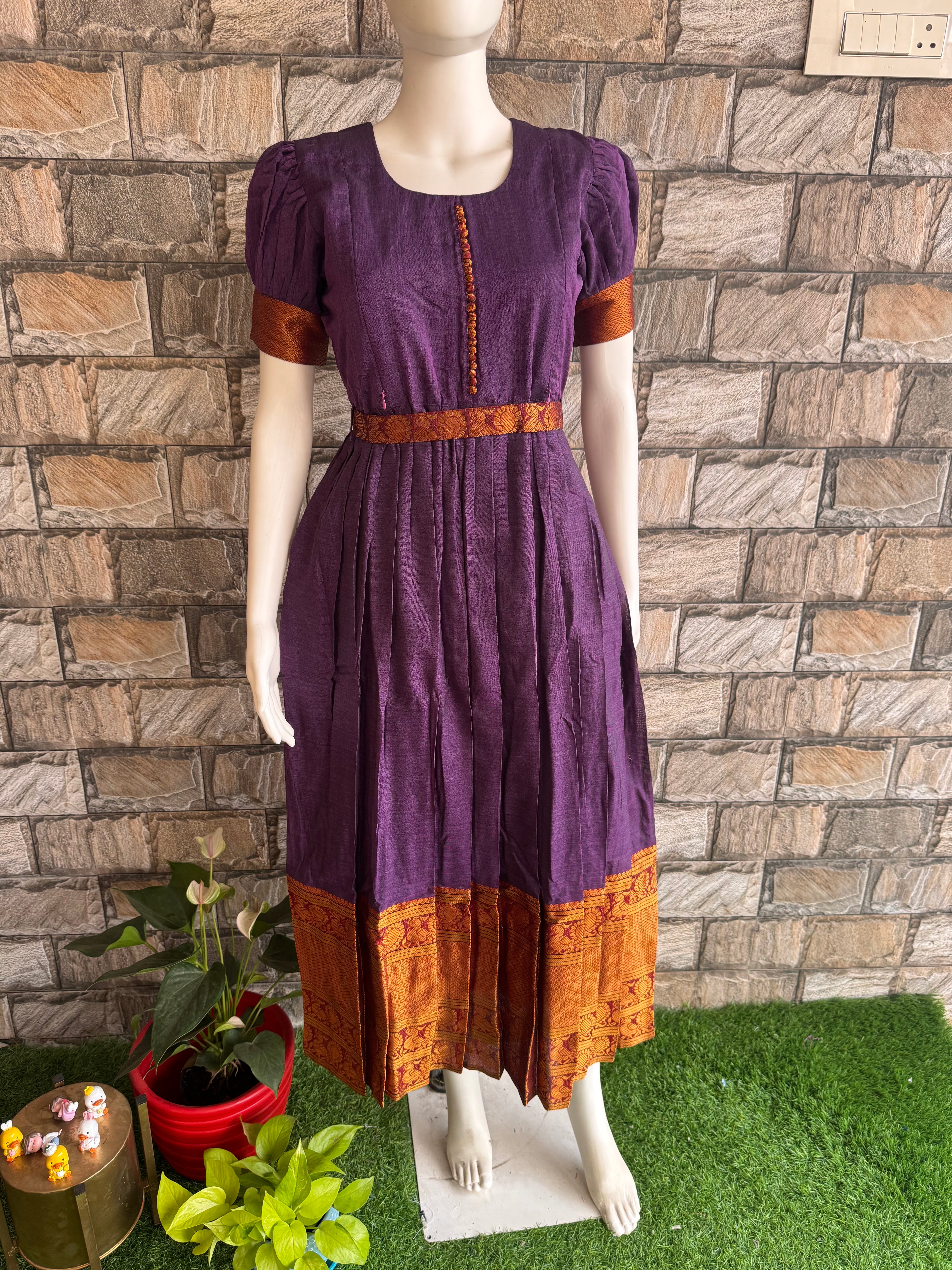Purple border cotton maxi