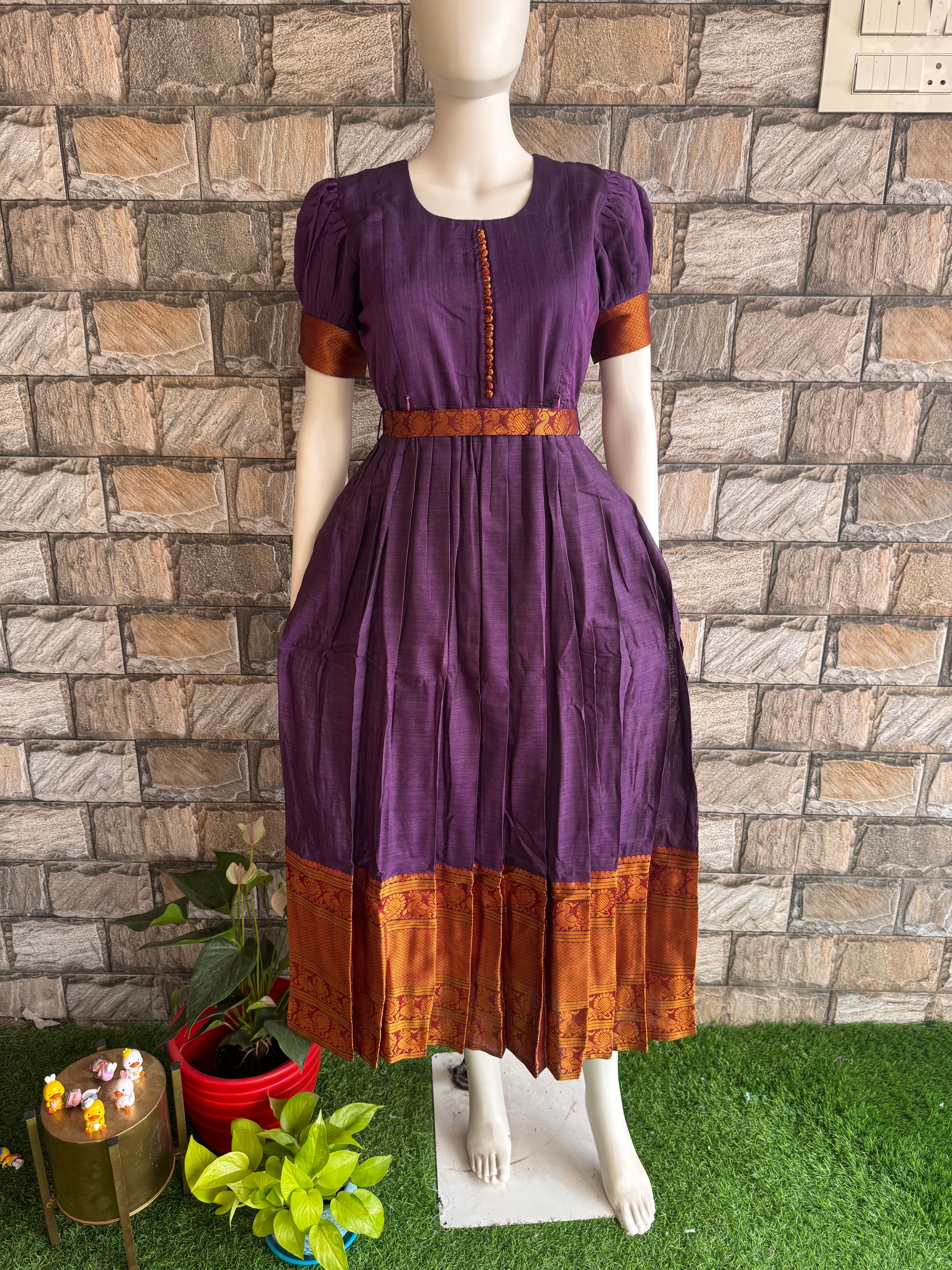 Purple border cotton maxi