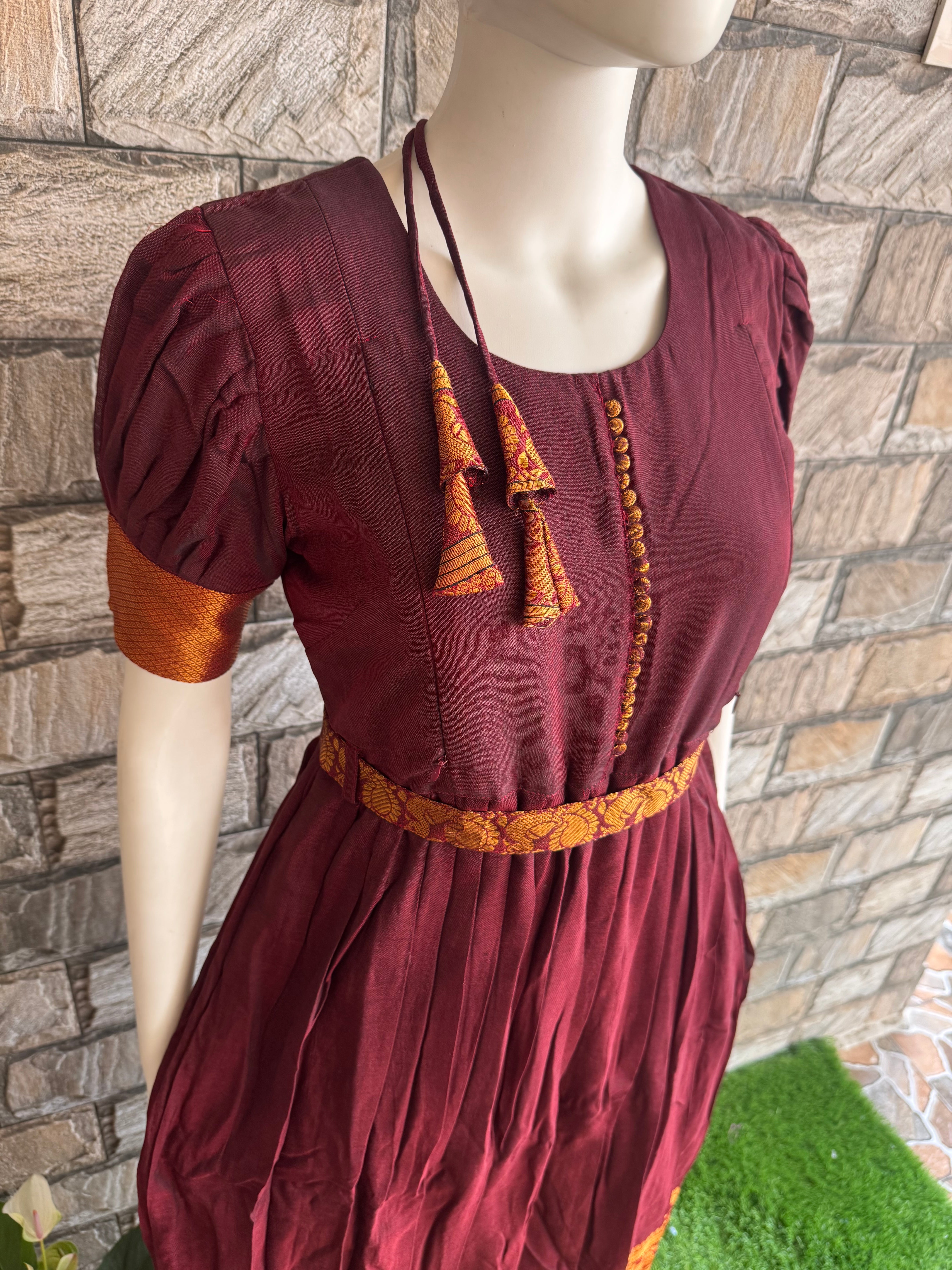 Marron border cotton maxi