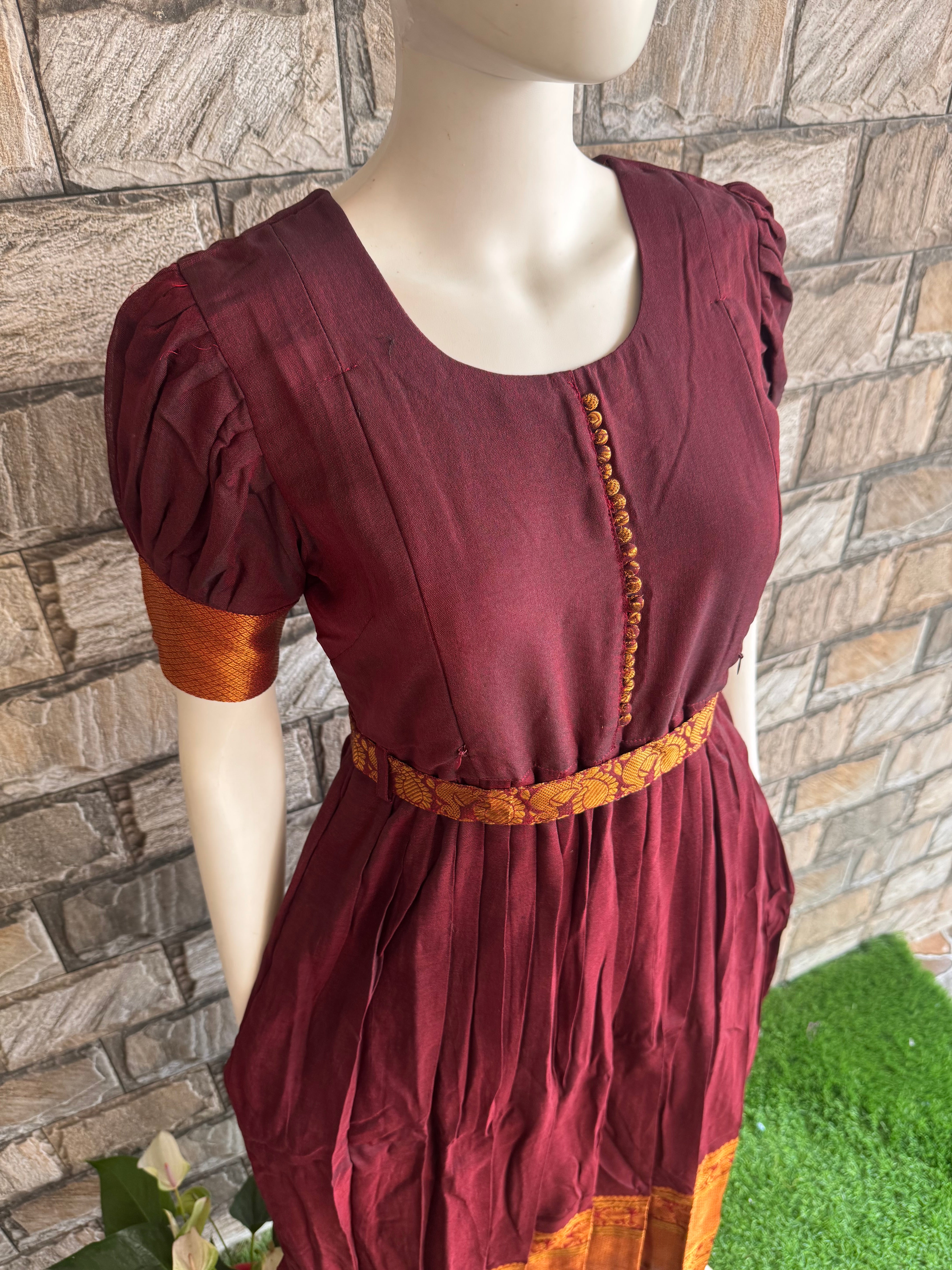 Marron border cotton maxi