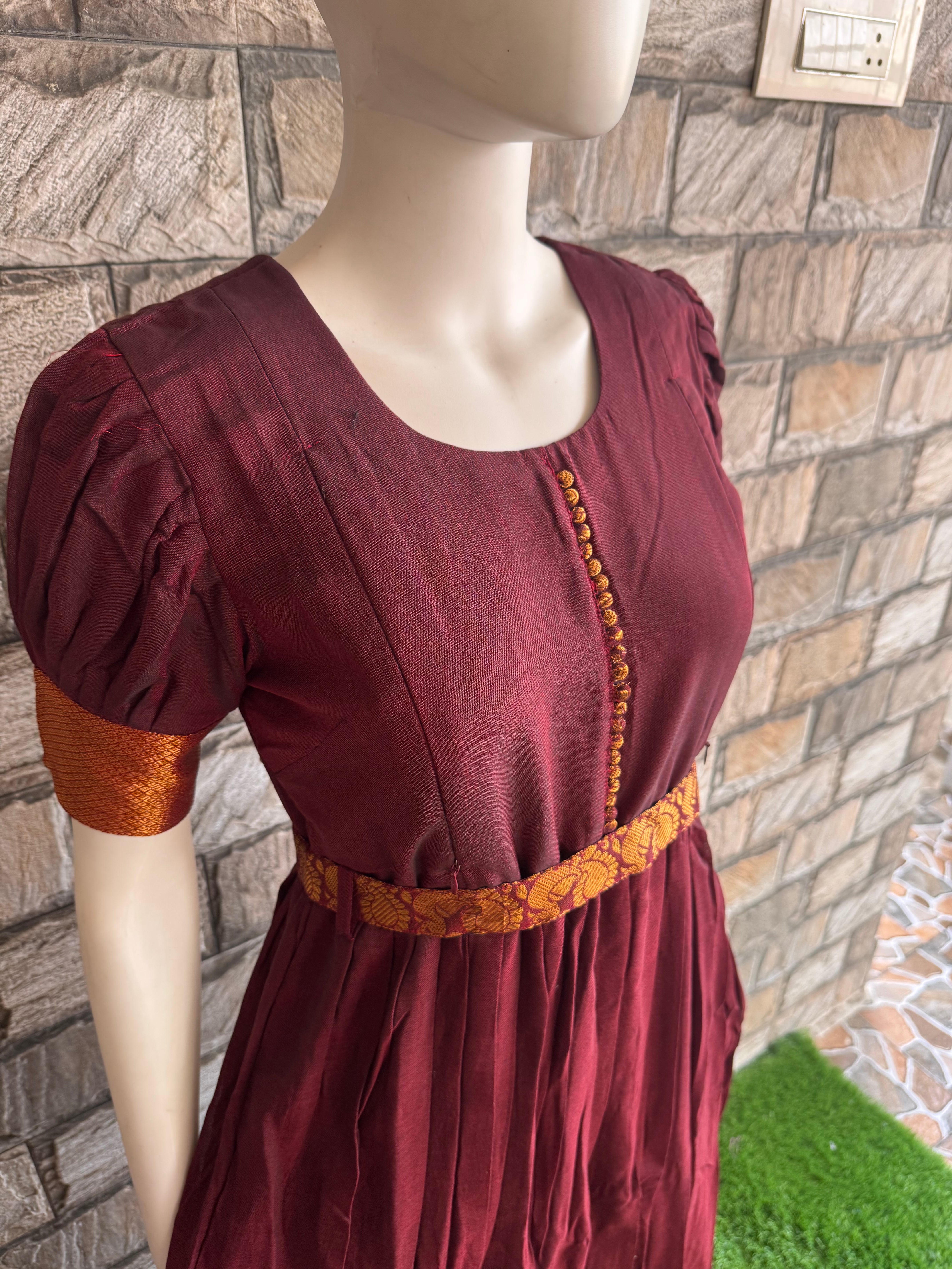 Marron border cotton maxi