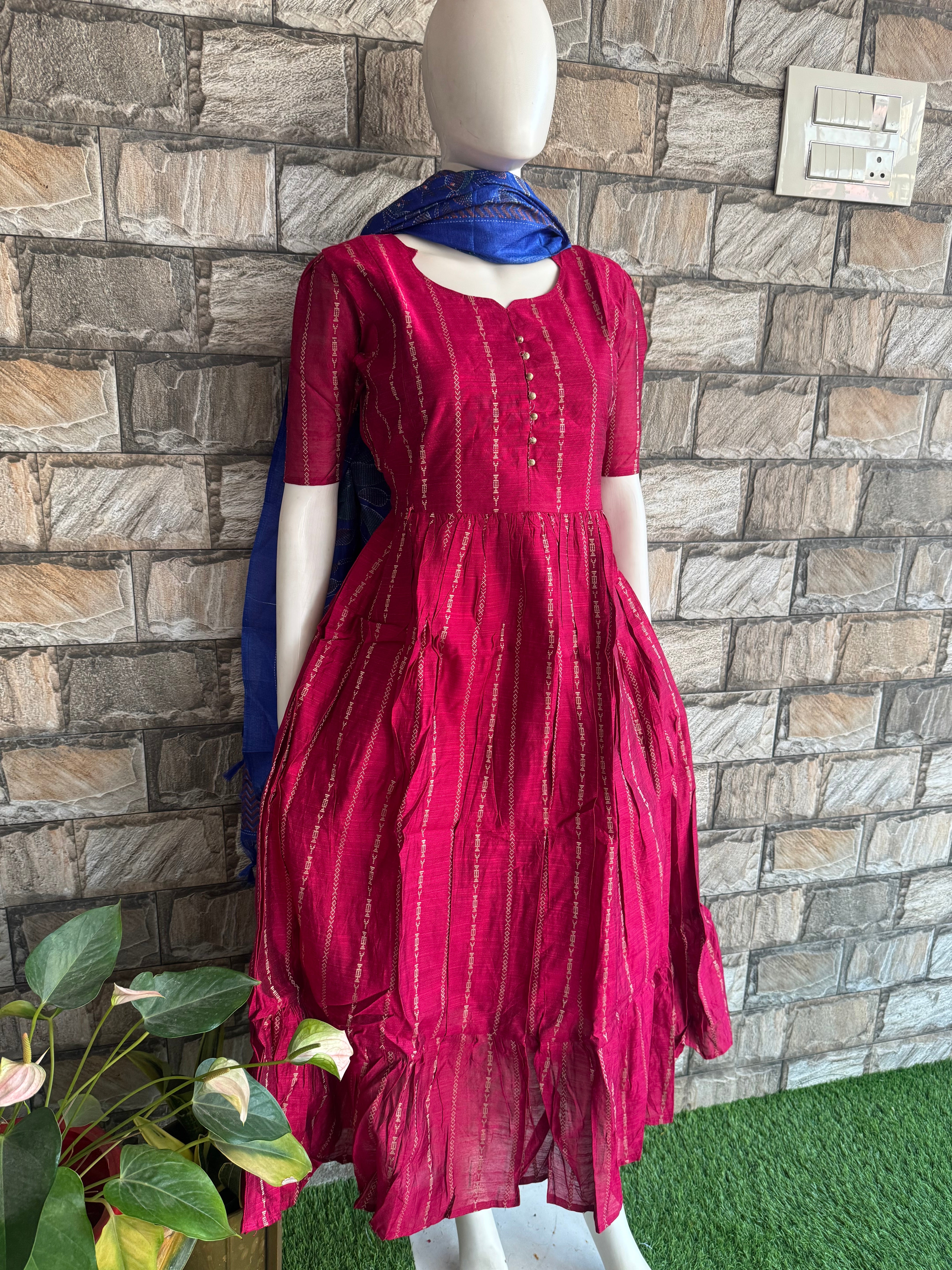 Magenta Pink Raw Silk Maternity Maxi