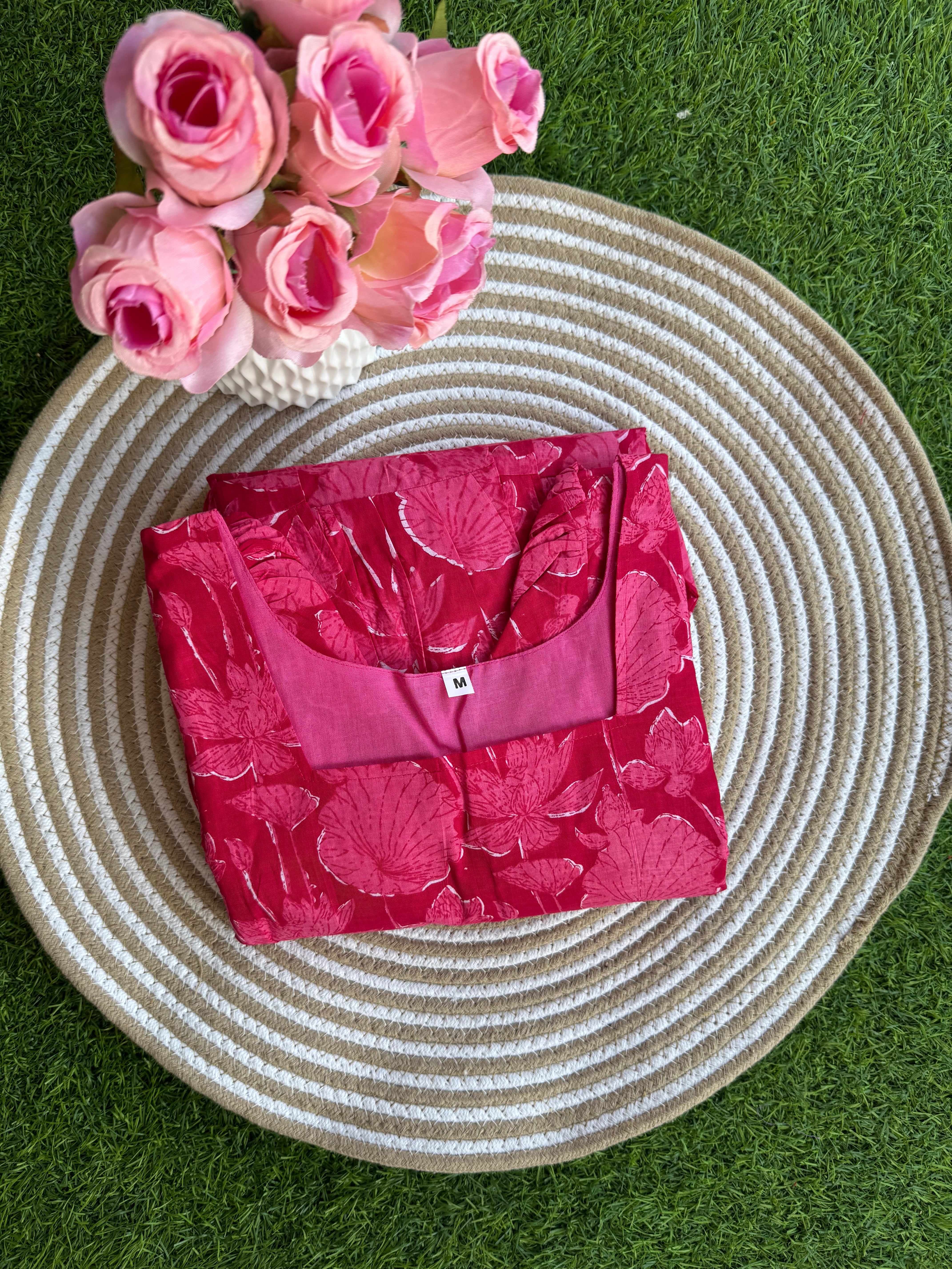 Pink shade Cotton Maxi - Leaf