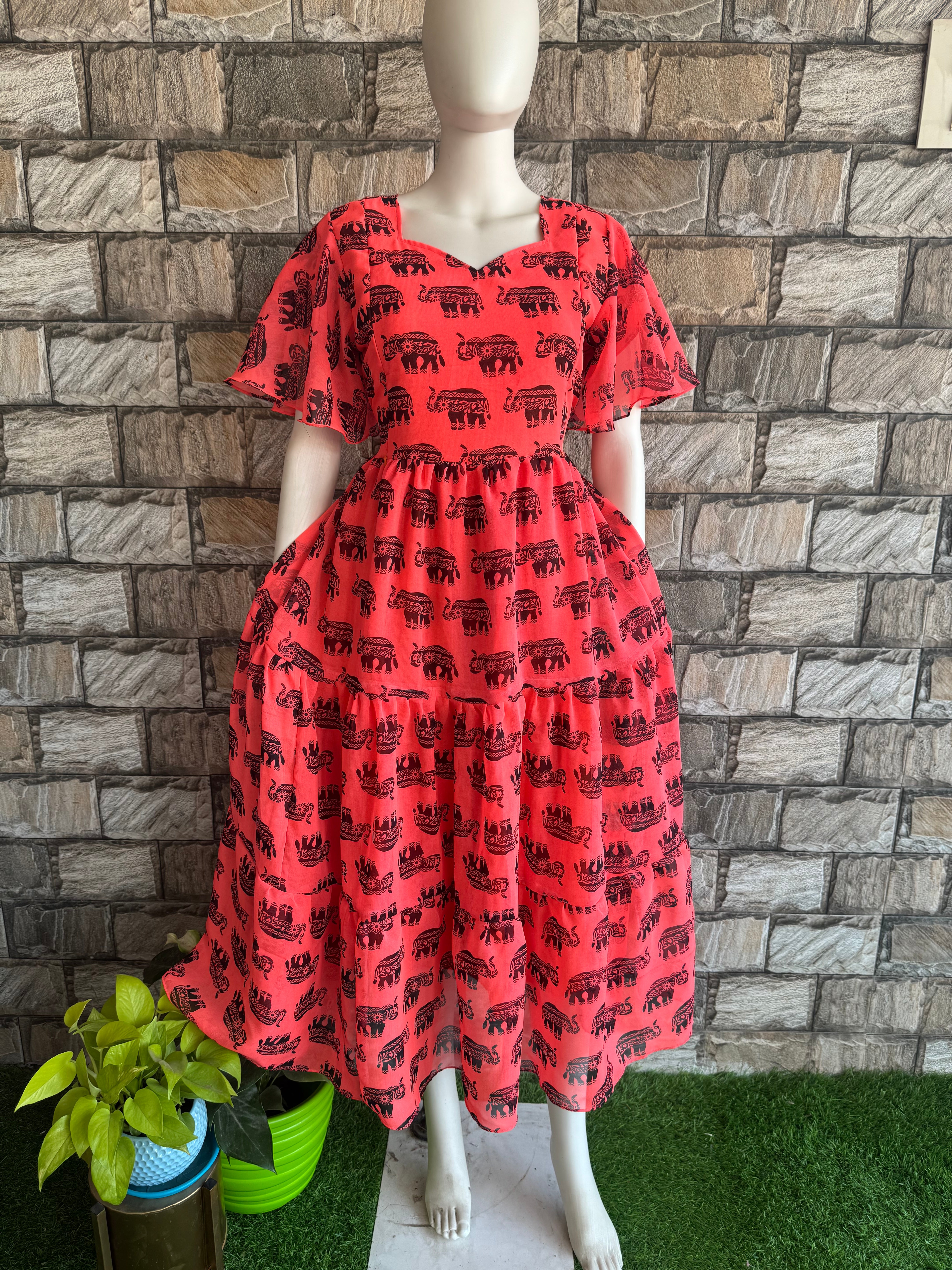 Orange elegant Georgette maxi