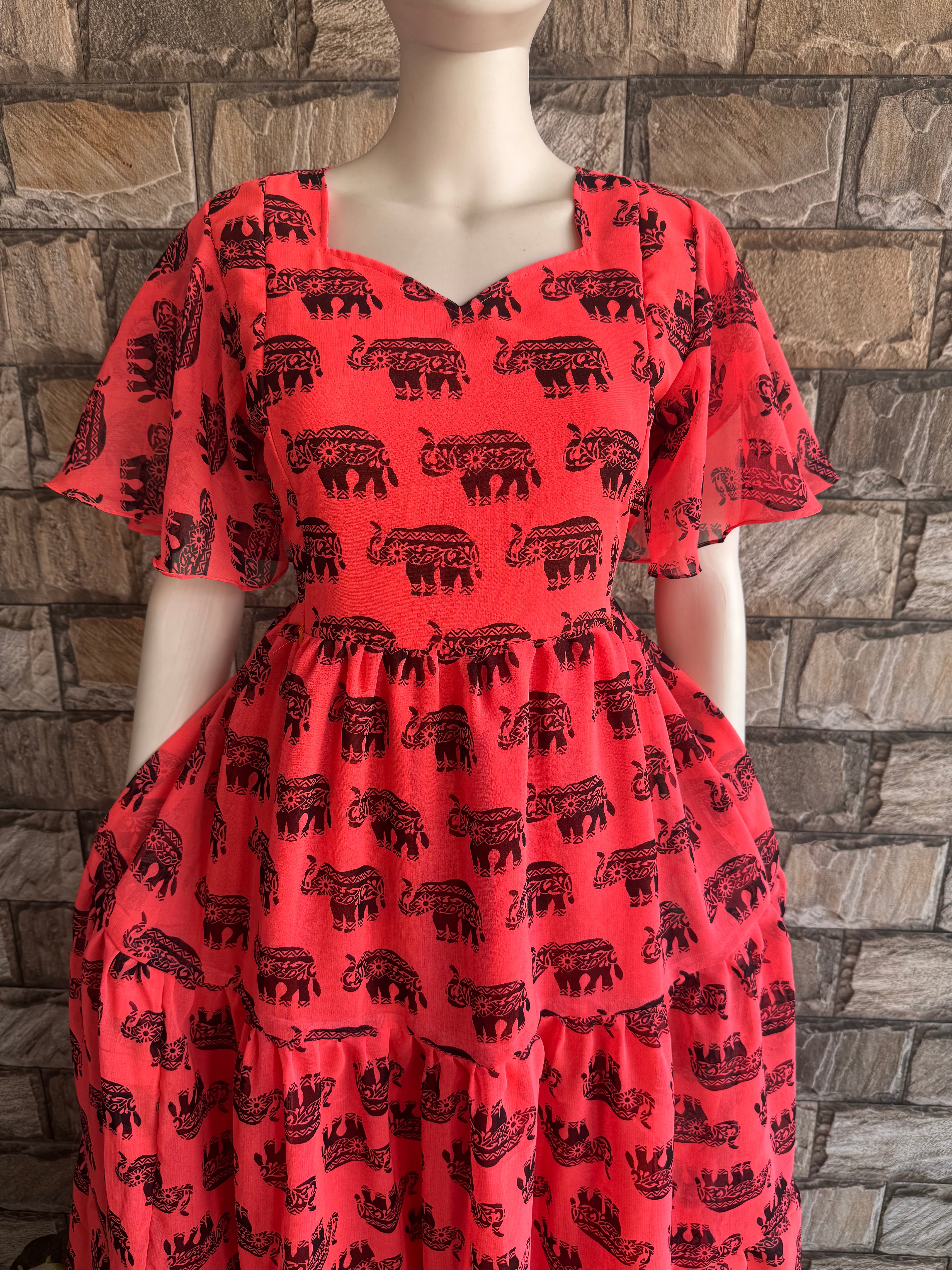 Orange elegant Georgette maxi